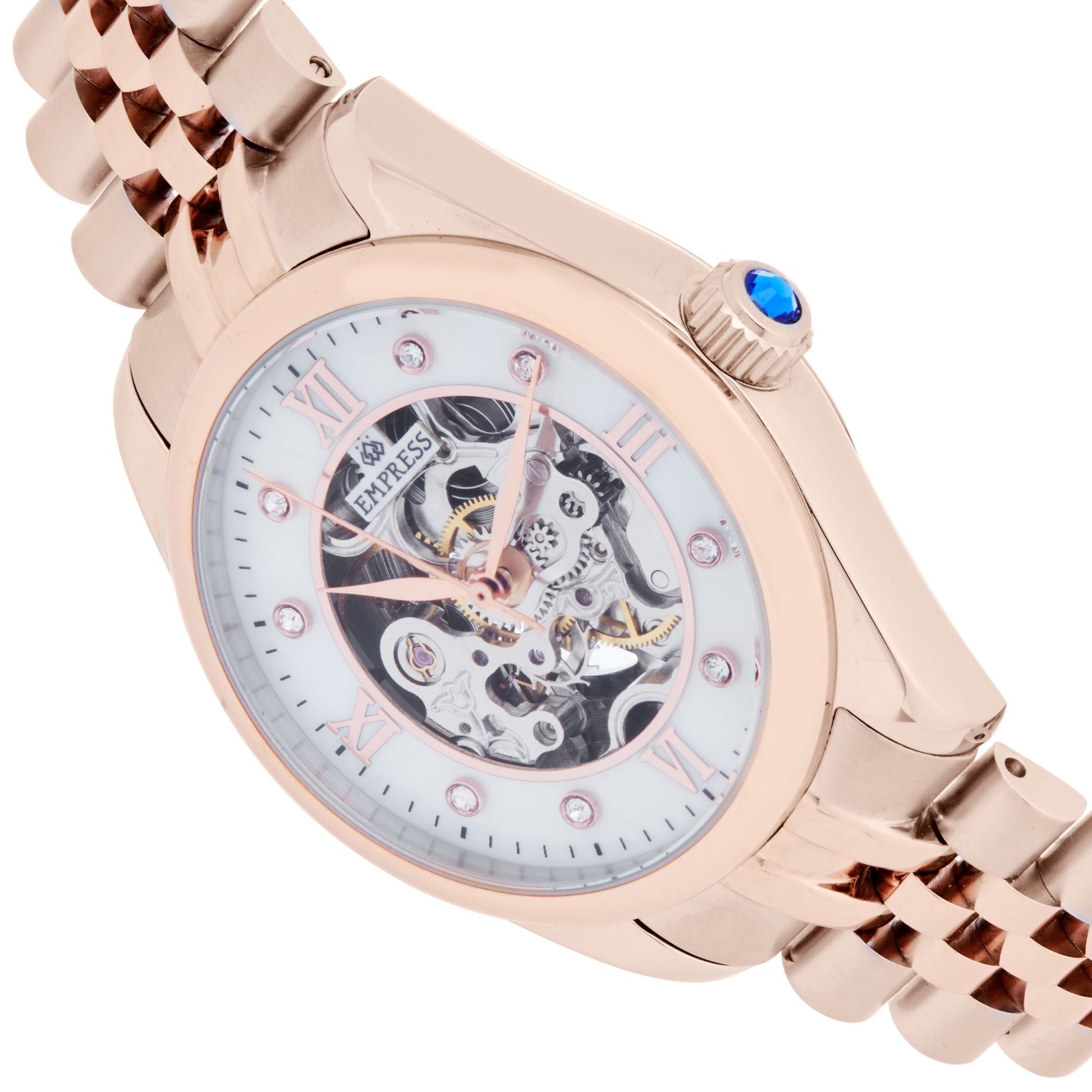 Empress Magnolia Automatic MOP Skeleton Dial Bracelet Watch - Rose Gold - EMPEM3603