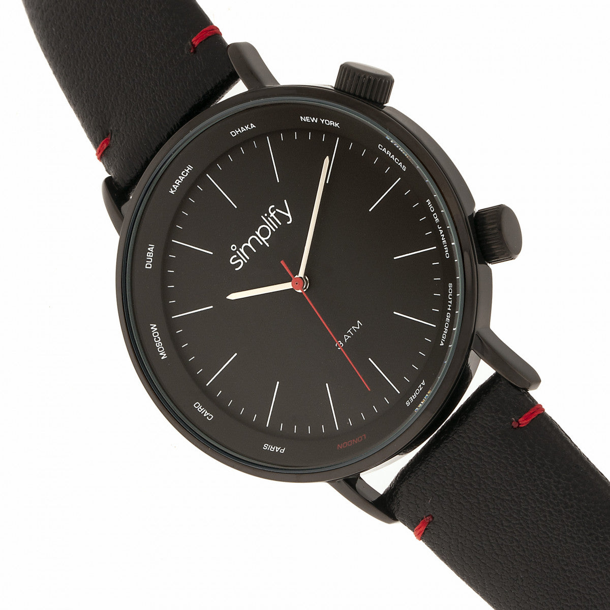 Simplify The 3300 Leather-Band Watch - Black - SIM3306