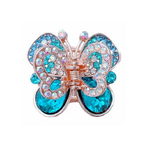 title:Blue Rhinestone And Crystal Jaw Clip;color:Blue With Rhinestones