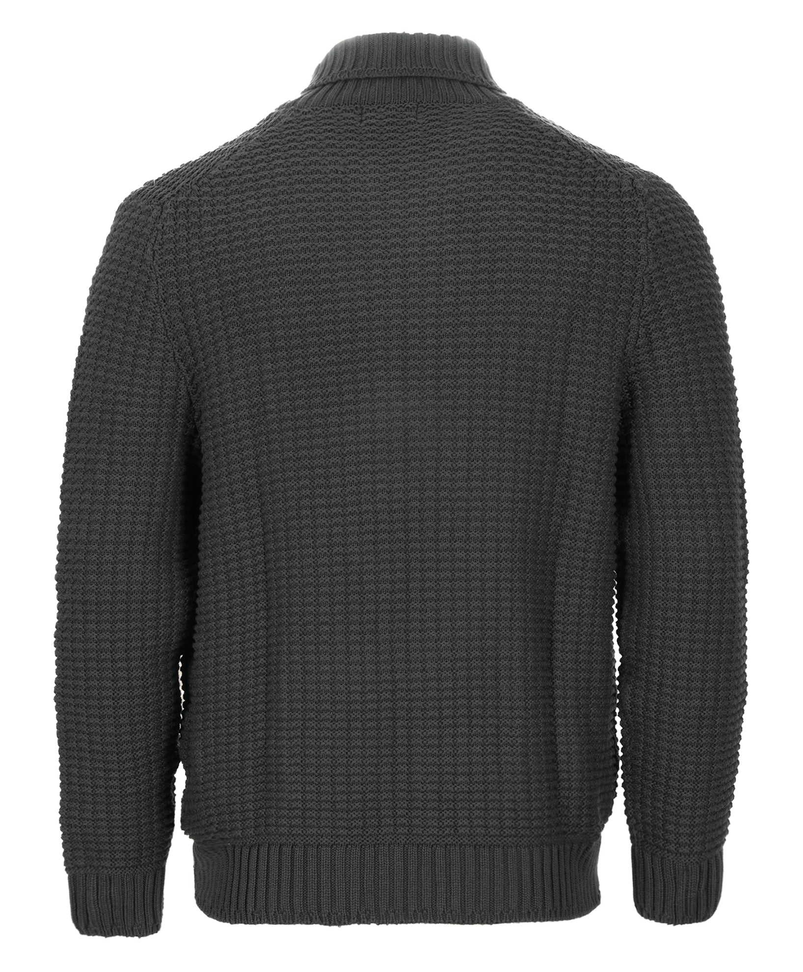 title:Gioberti Men's Charcoal 100% Cotton Milano Knit Full-Zip Sweater;color:Charcoal