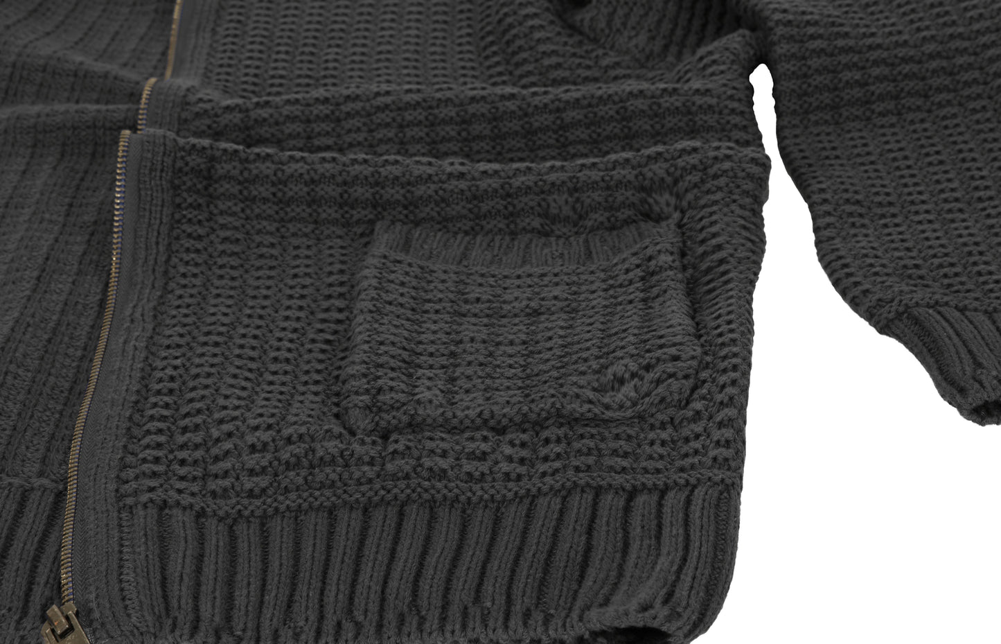 title:Gioberti Men's Charcoal 100% Cotton Milano Knit Full-Zip Sweater;color:Charcoal