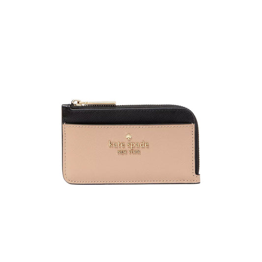 title:Kate Spade Women's Madison Top Zip Card Holder;color:Toasted Hazelnut Multi