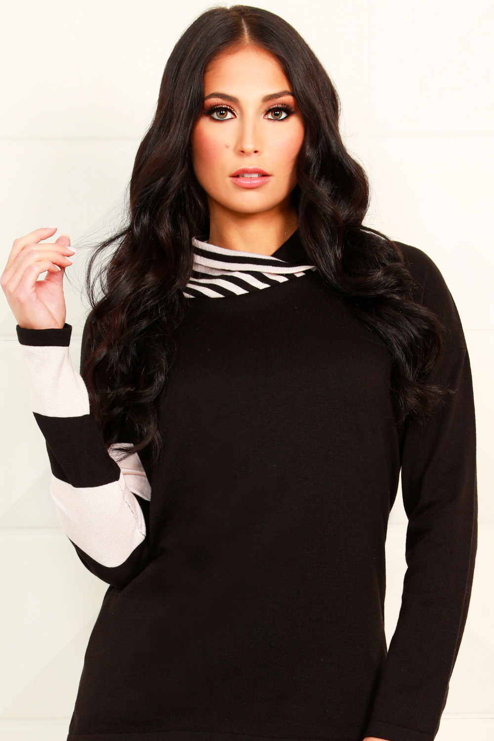 Angel Apparel Stripe Funnel Neck Sweater