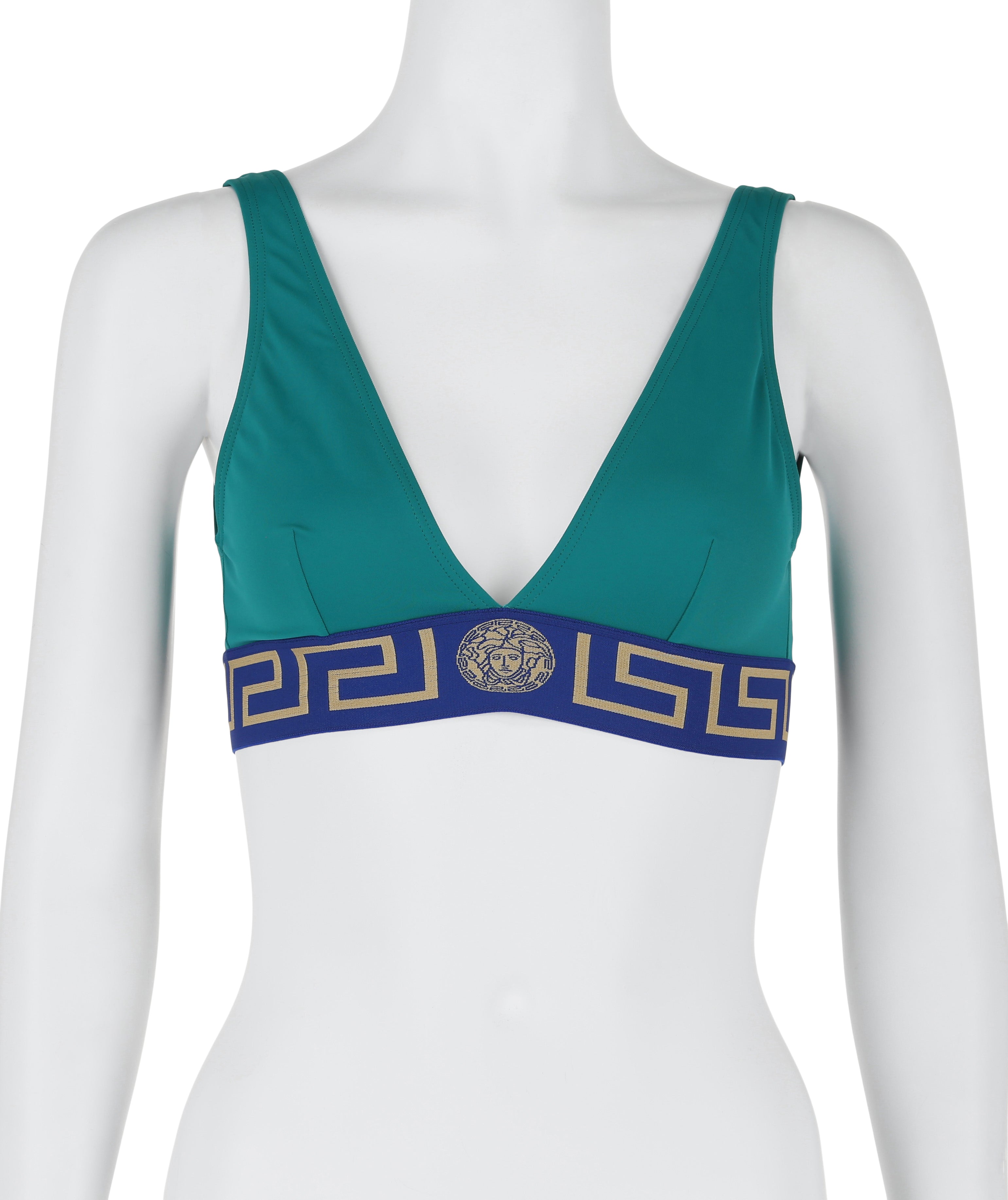 title:Versace Greca Border Bikini Top;color:Blue