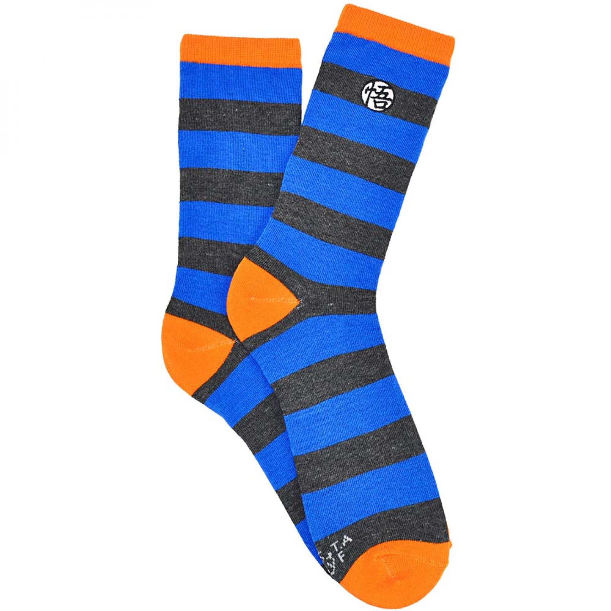 title:Dragon Ball Super Embroidered Rugby Stripe Crew Socks;color:Blue