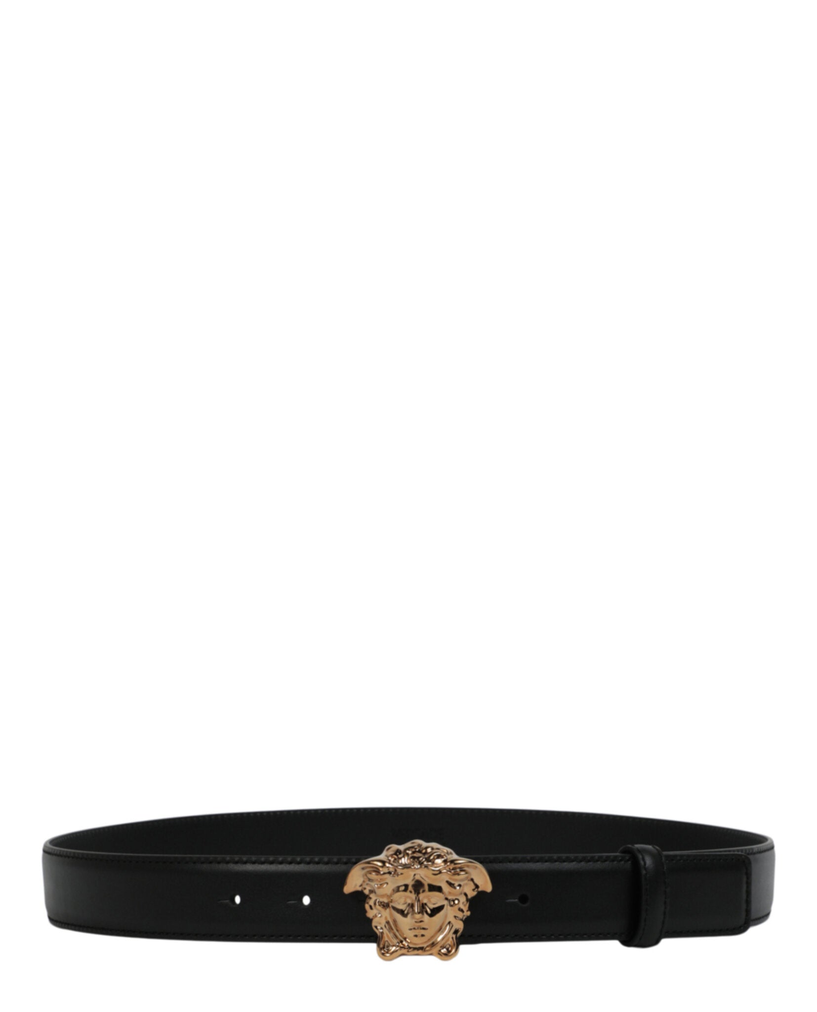 title:La Medusa Buckle Leather Belt;color:Nero Oro