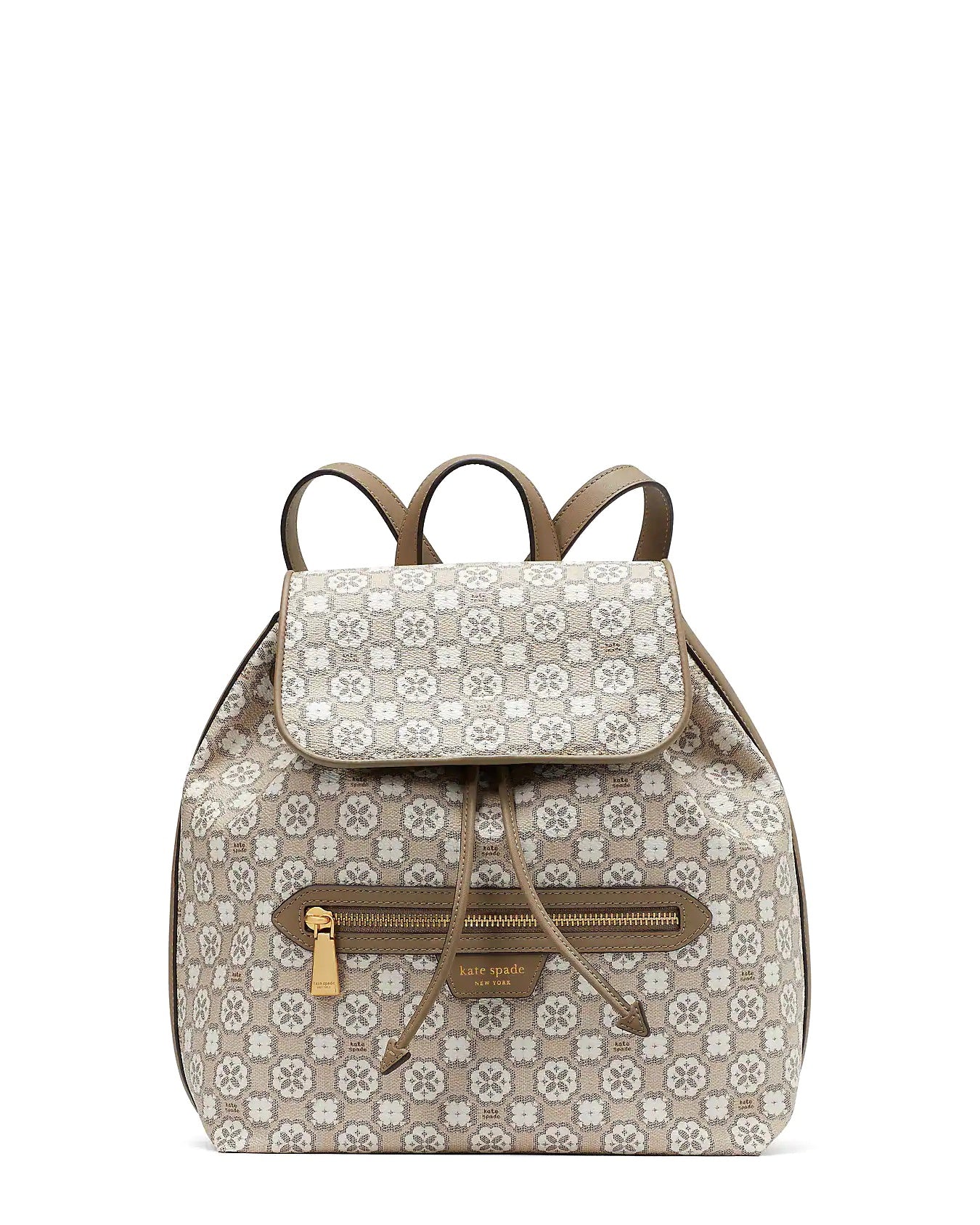 title:Kate Spade Women's Spade Flower Monogram Mia Flap Backpack;color:Natural Multi