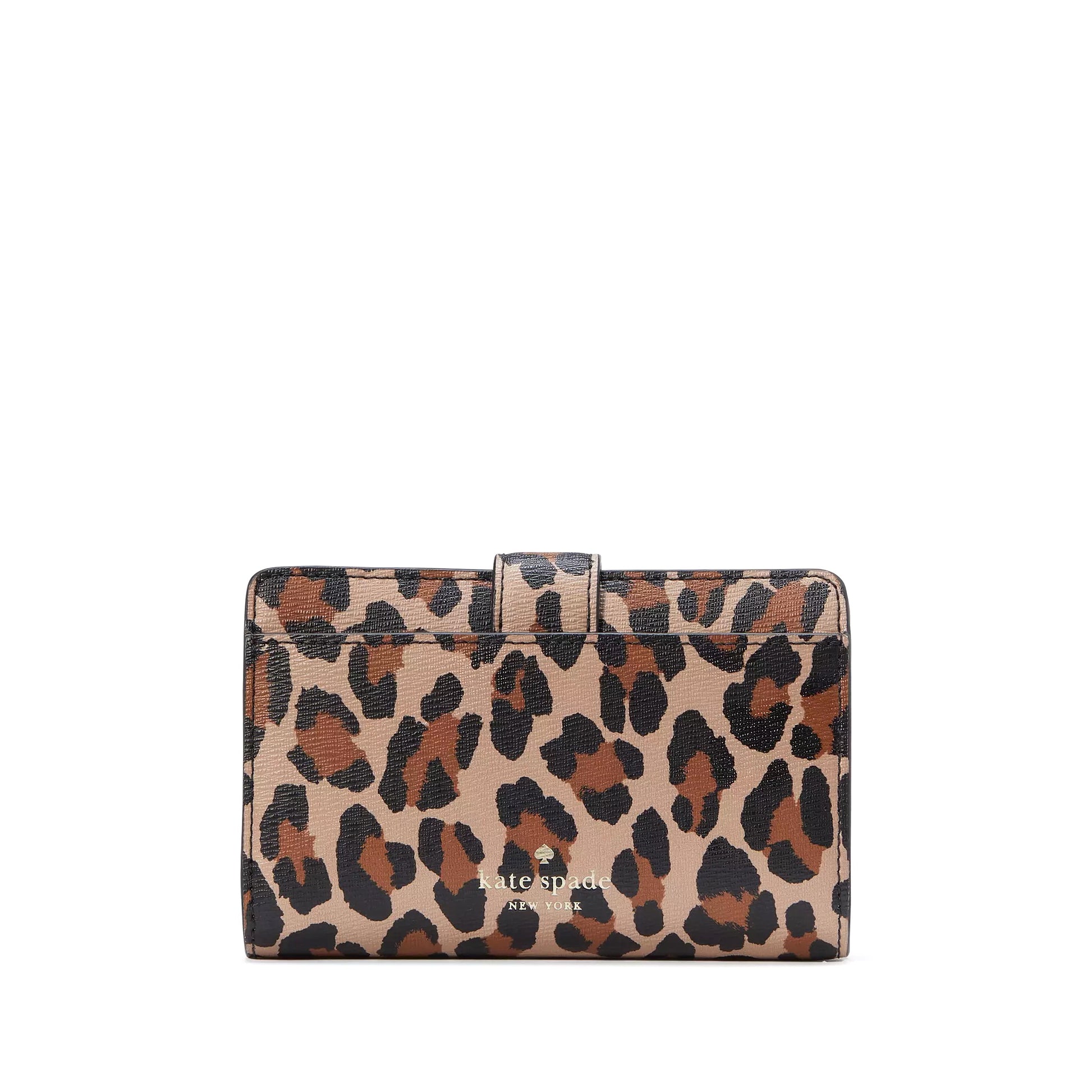 title:Kate Spade Women's Phoebe Spotted Leopard Turnlock Medium Wallet;color:Brown Multi