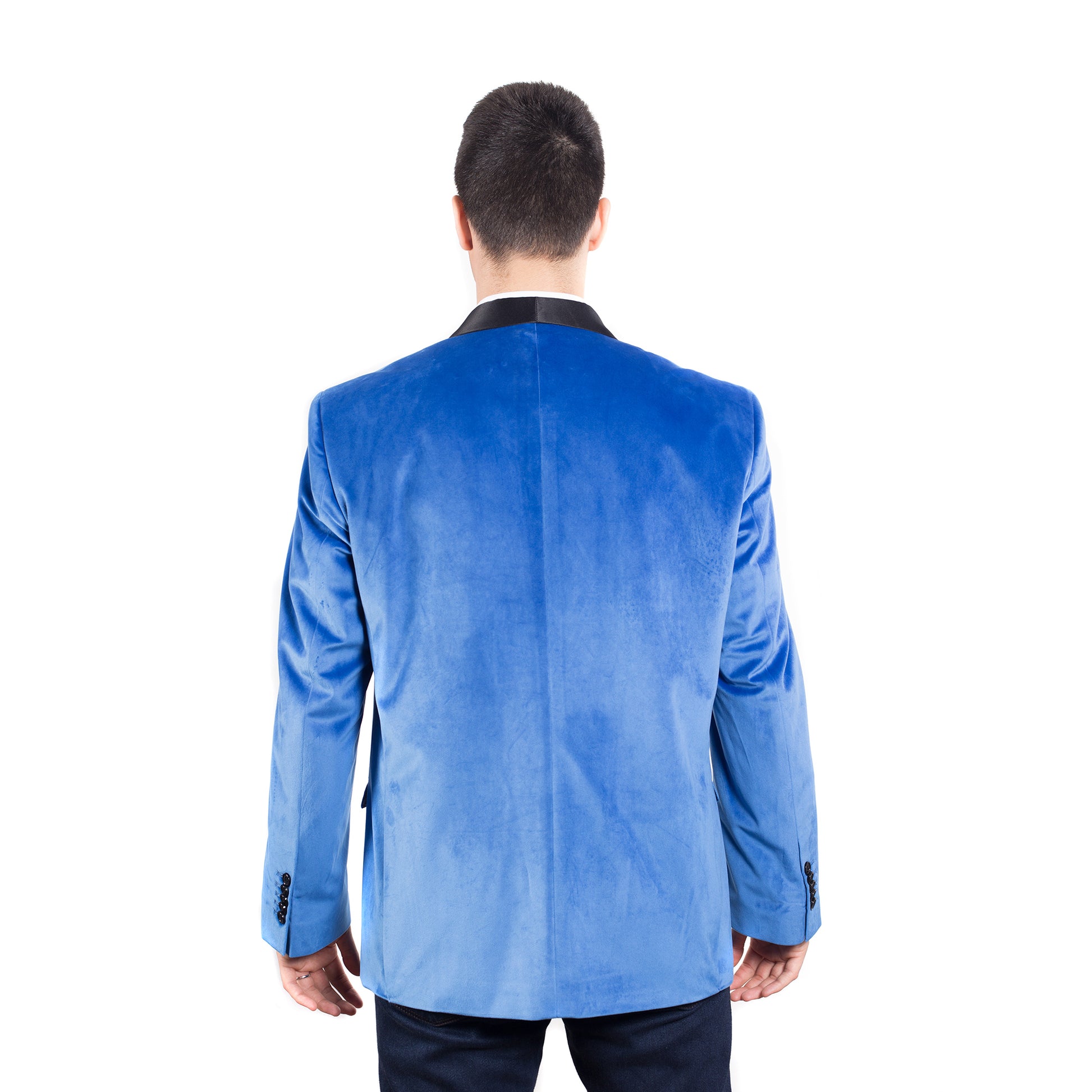 title:ELIE BALLEH Aqua Shawl Collar Velvet mens blazer jacket;color:aqua