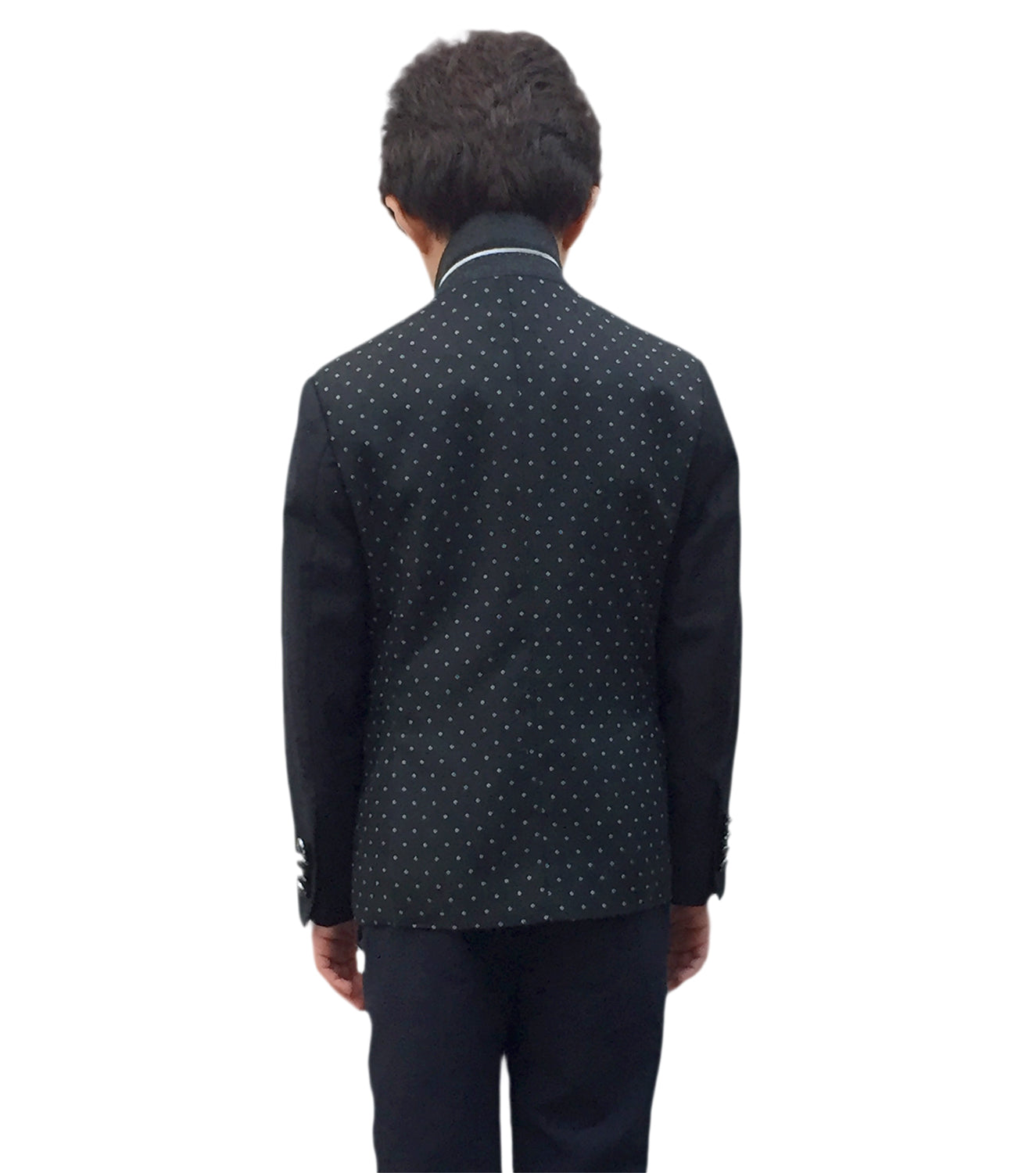 title:ELIE BALLEH Boys BLACK Diamond Dot Blazer JACKET;color:BLACK