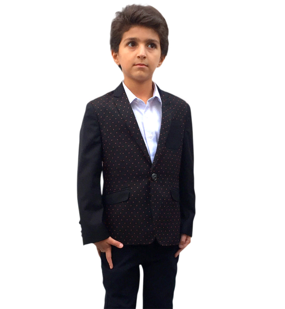 title:ELIE BALLEH Boys NAVY Diamond Dot Blazer JACKET;color:NAVY