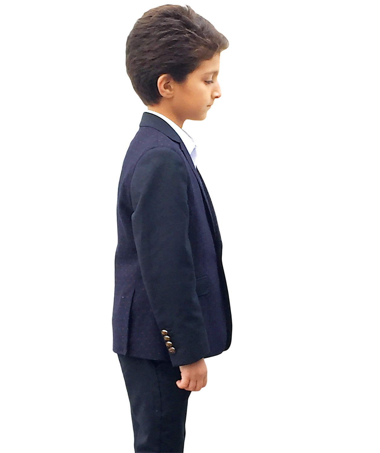 title:ELIE BALLEH Boys NAVY Diamond Dot Blazer JACKET;color:NAVY