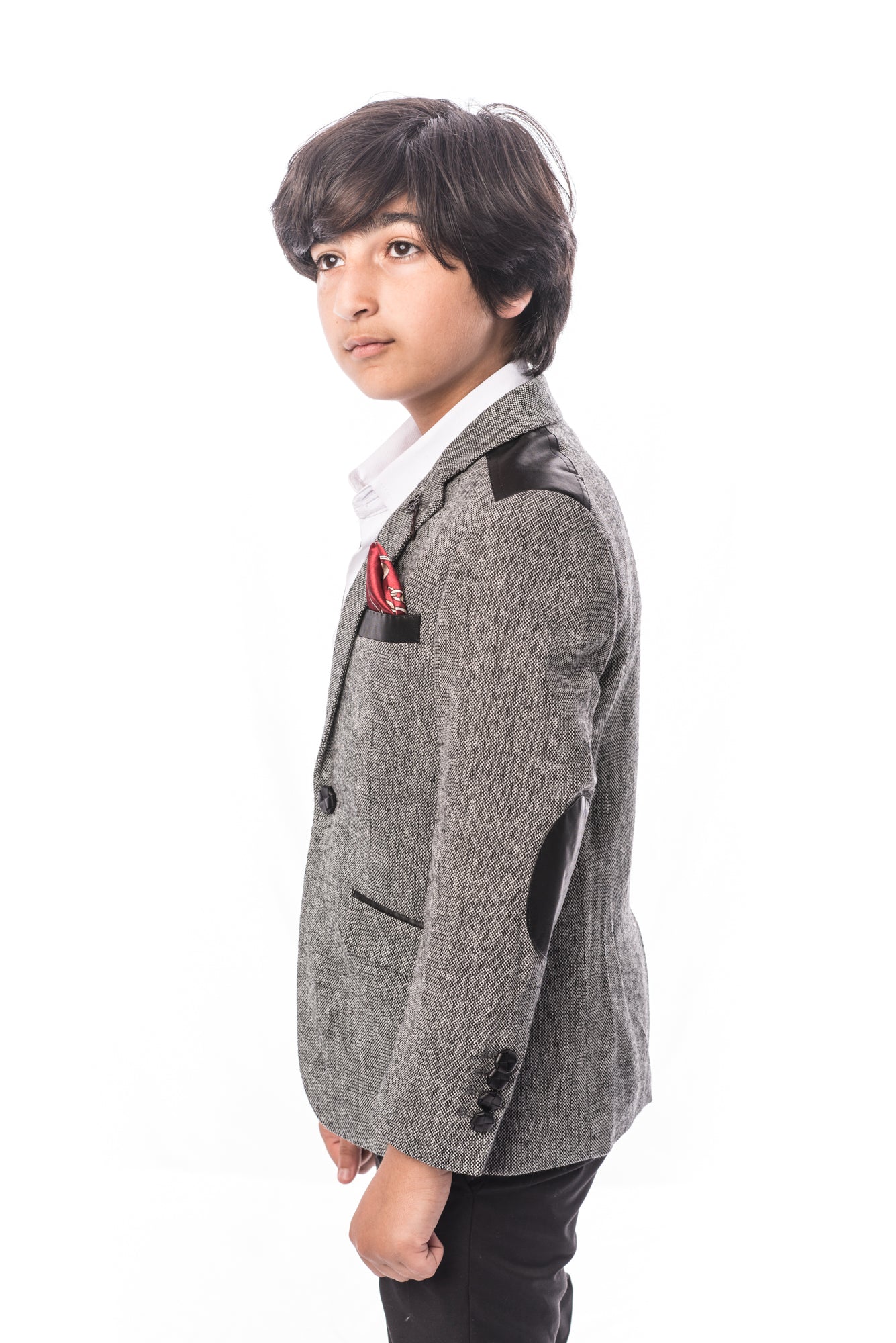 title:ELIE BALLEH Boys BLACK Tweed Blazer JACKET;color:BLACK