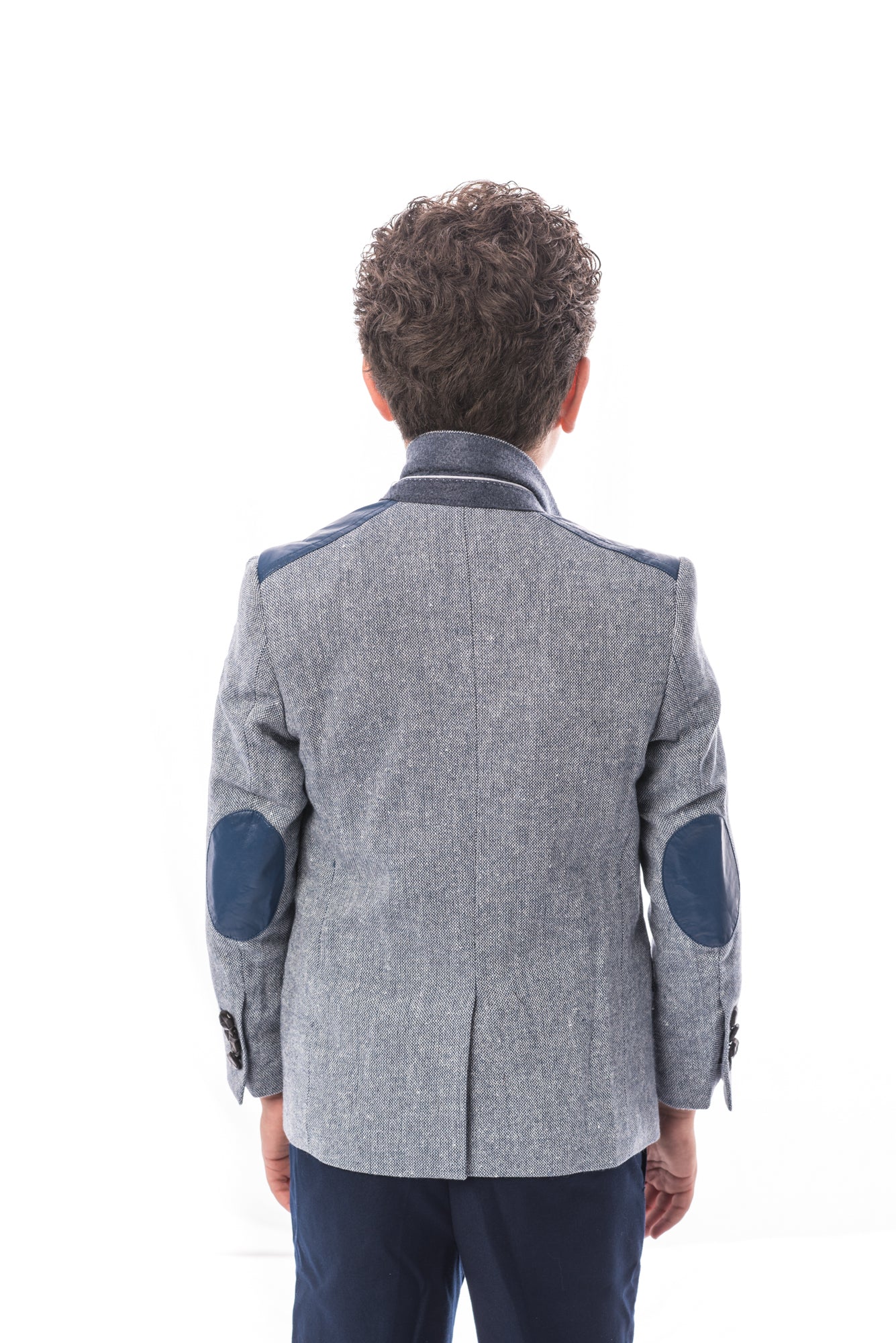 title:ELIE BALLEH Boys NAVY Tweed Blazer JACKET;color:NAVY