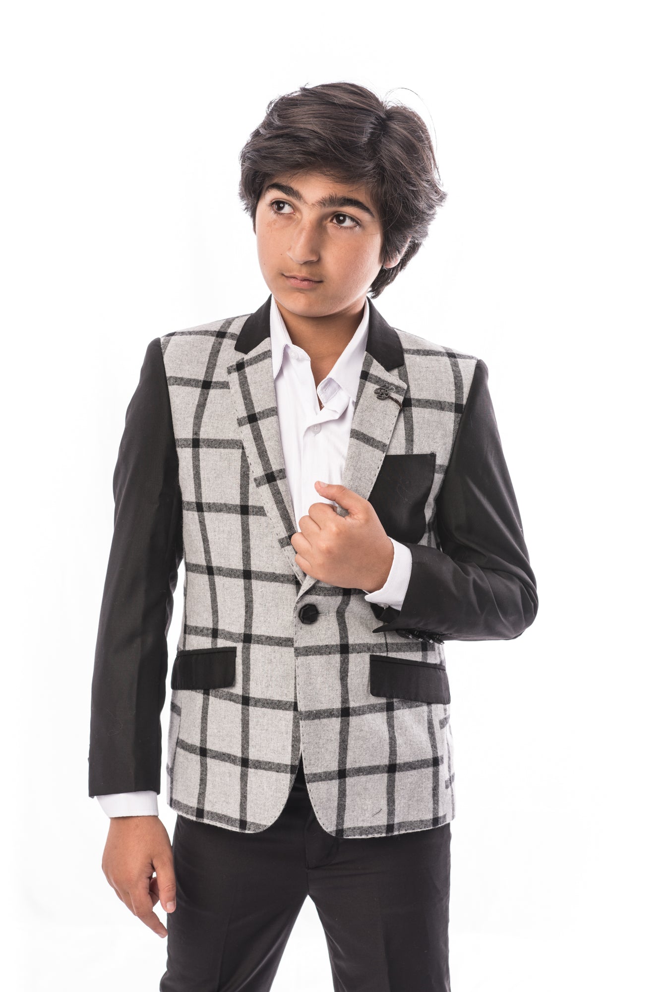 title:ELIE BALLEH Boys GREY Doted Blazer JACKET;color:GREY