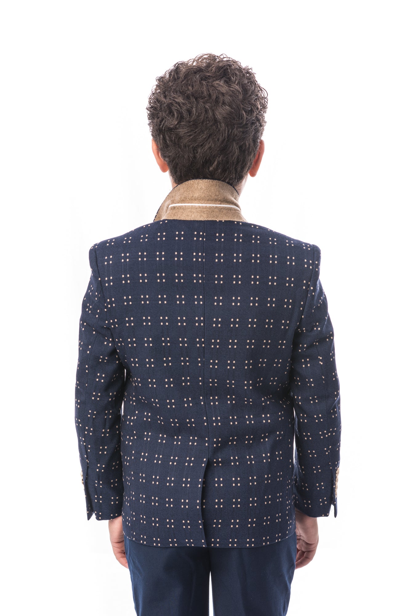 title:ELIE BALLEH Boys NAVY Doted Blazer JACKET;color:NAVY