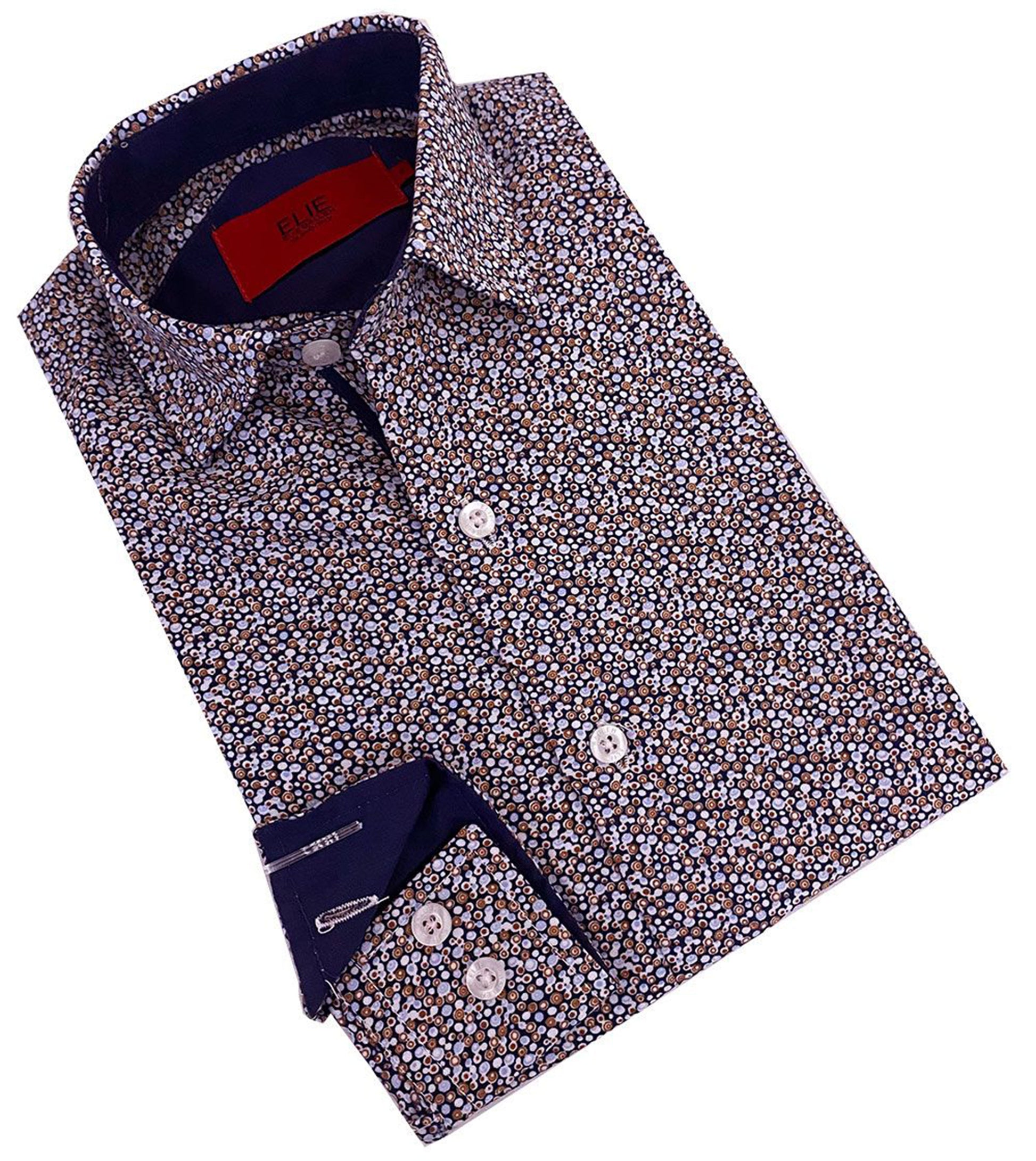 title:ELIE BALLEH BOYS NAVY Printed Short sleeve Button Down SHIRT;color:NAVY