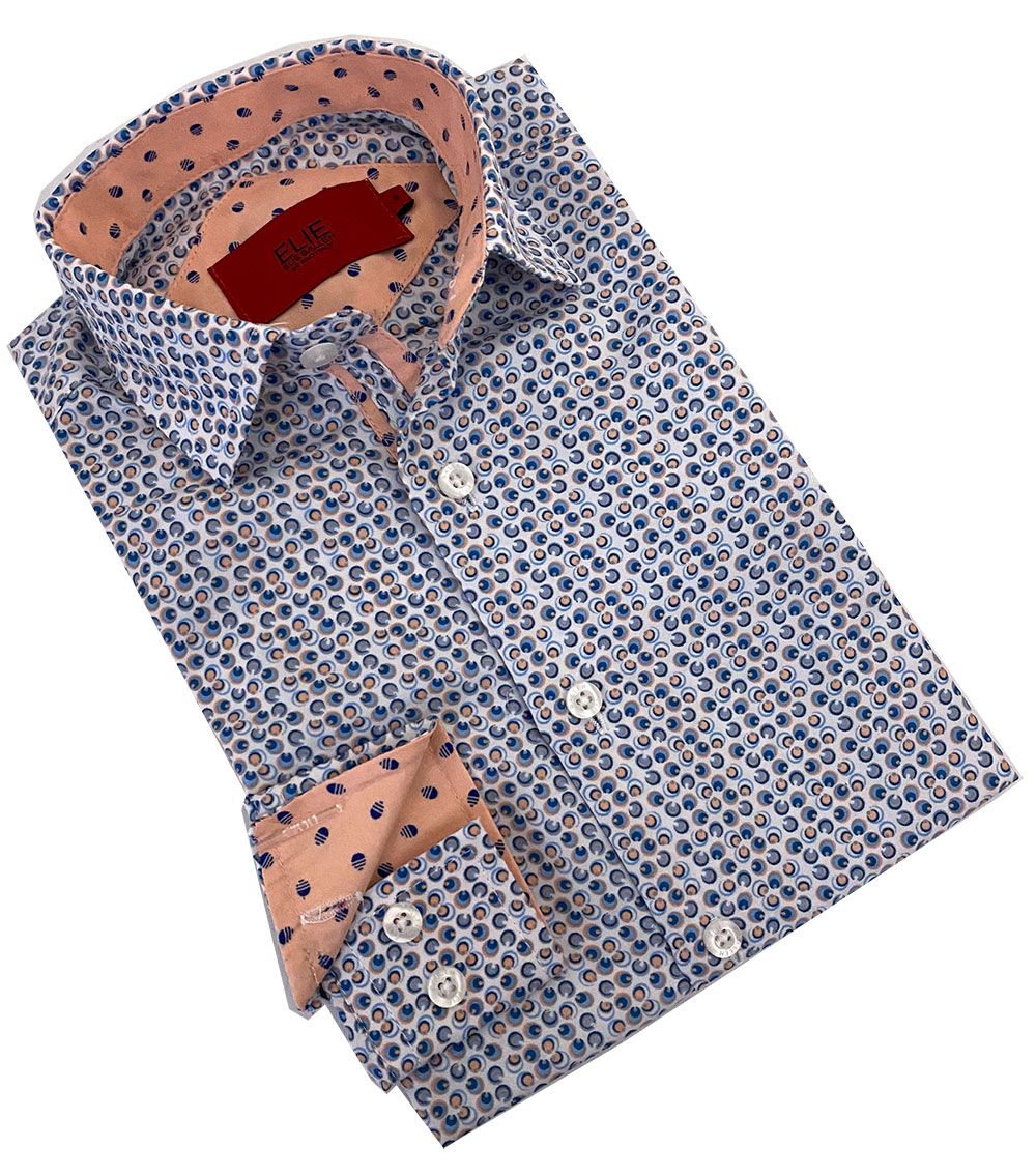 title:ELIE BALLEH Boys BABY BLUE Printed Short sleeve Button Down SHIRT;color:BABY BLUE