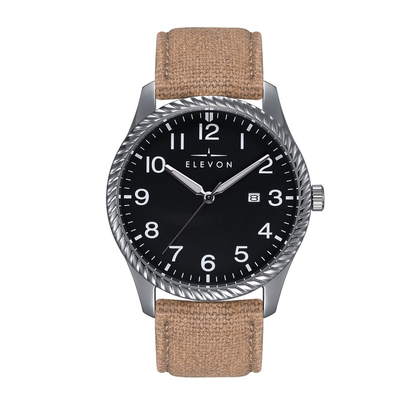 Elevon Crosswind Canvas-Overlaid Leather-Band Watch w/ Date - Ruumur