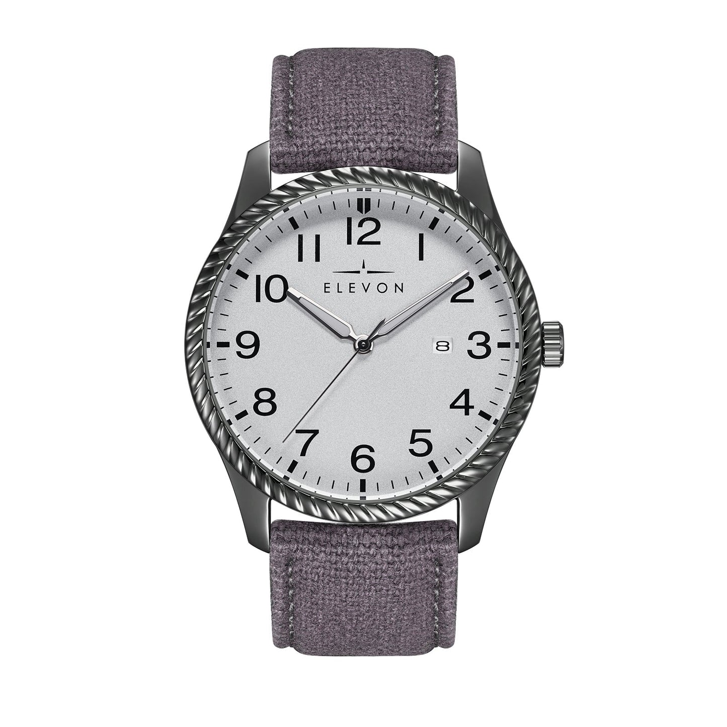 Elevon Crosswind Canvas-Overlaid Leather-Band Watch w/ Date - Ruumur