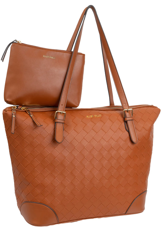 Ellen Tracy 20 Inch Woven Large Travel Workbook Tote Bag