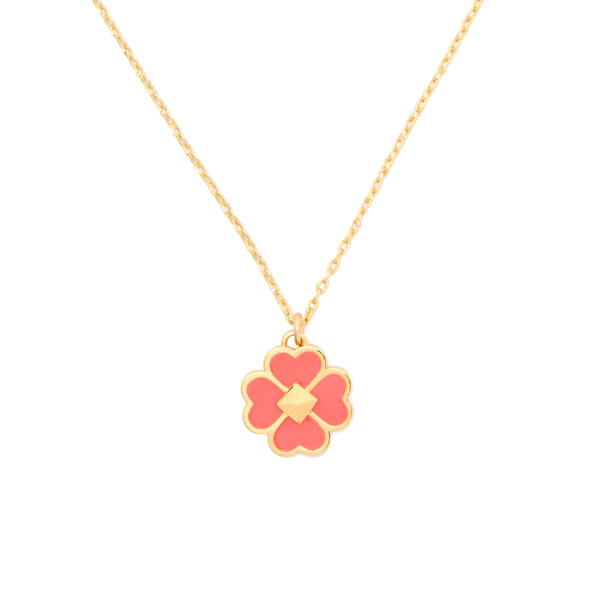 title:Kate Spade Women's Spades & Studs Enamel Mini Pendant;color:Coral