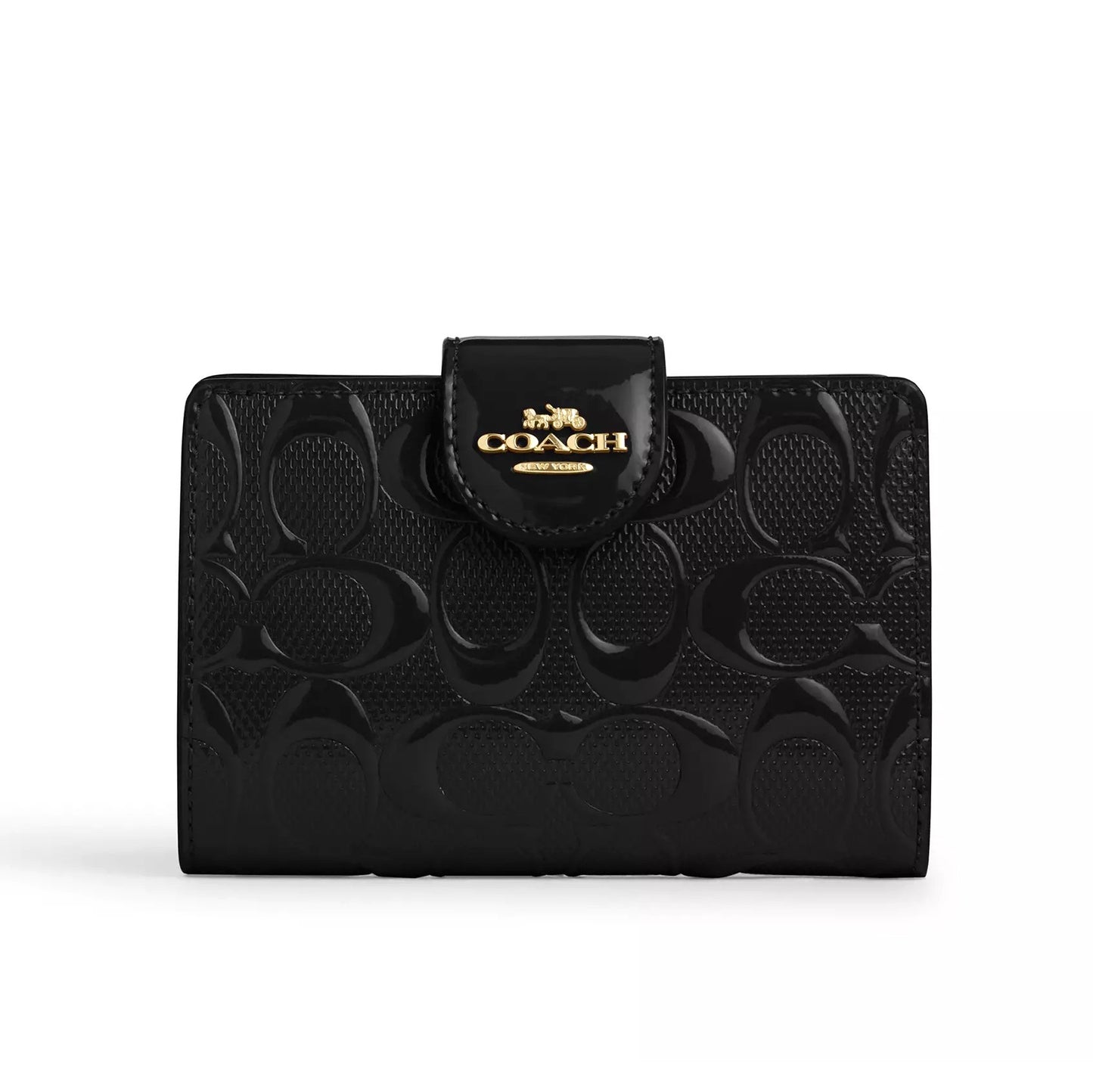 title:Coach Women's Medium Corner Zip Wallet In Signature Leather;color:Black