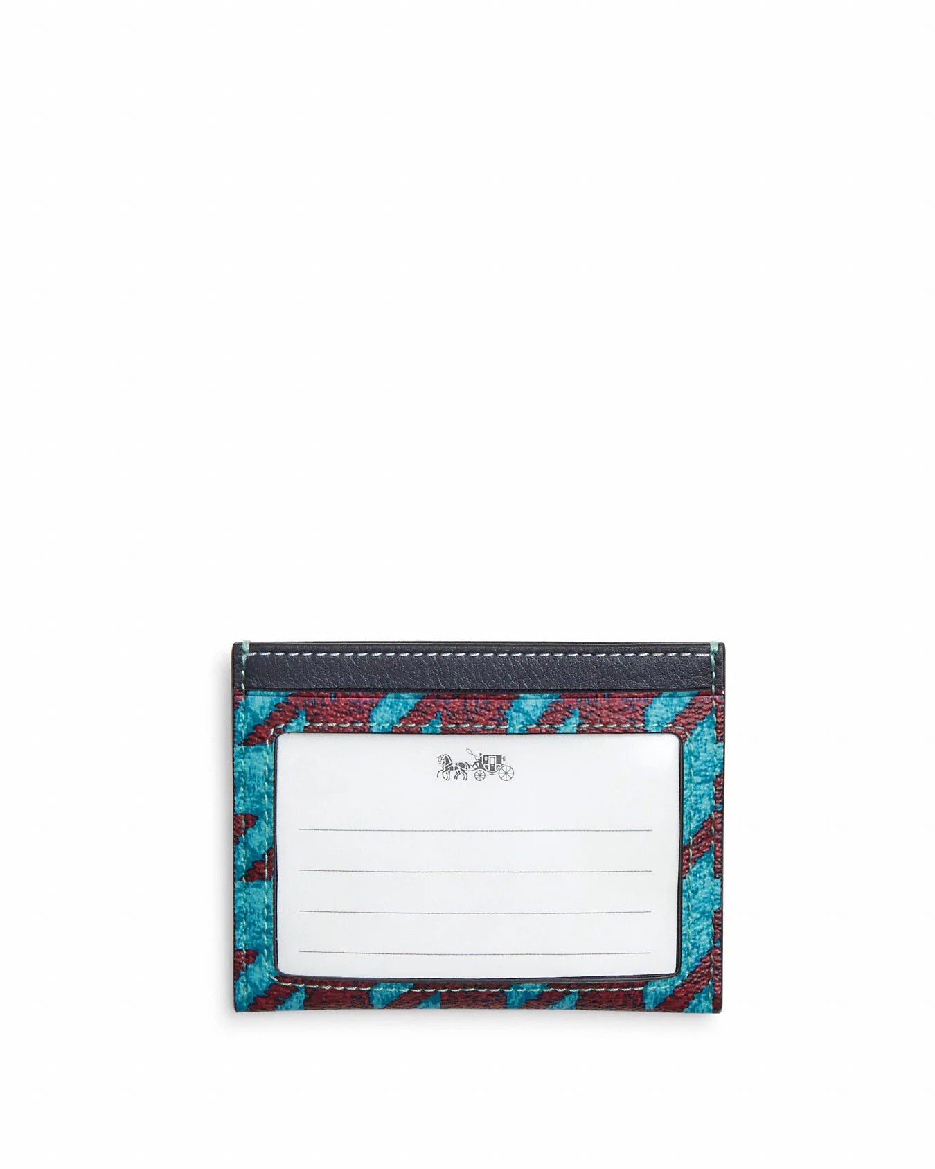 title:Coach Women's Slim Id Card Case With Houndstooth Print;color:Teal / Wine