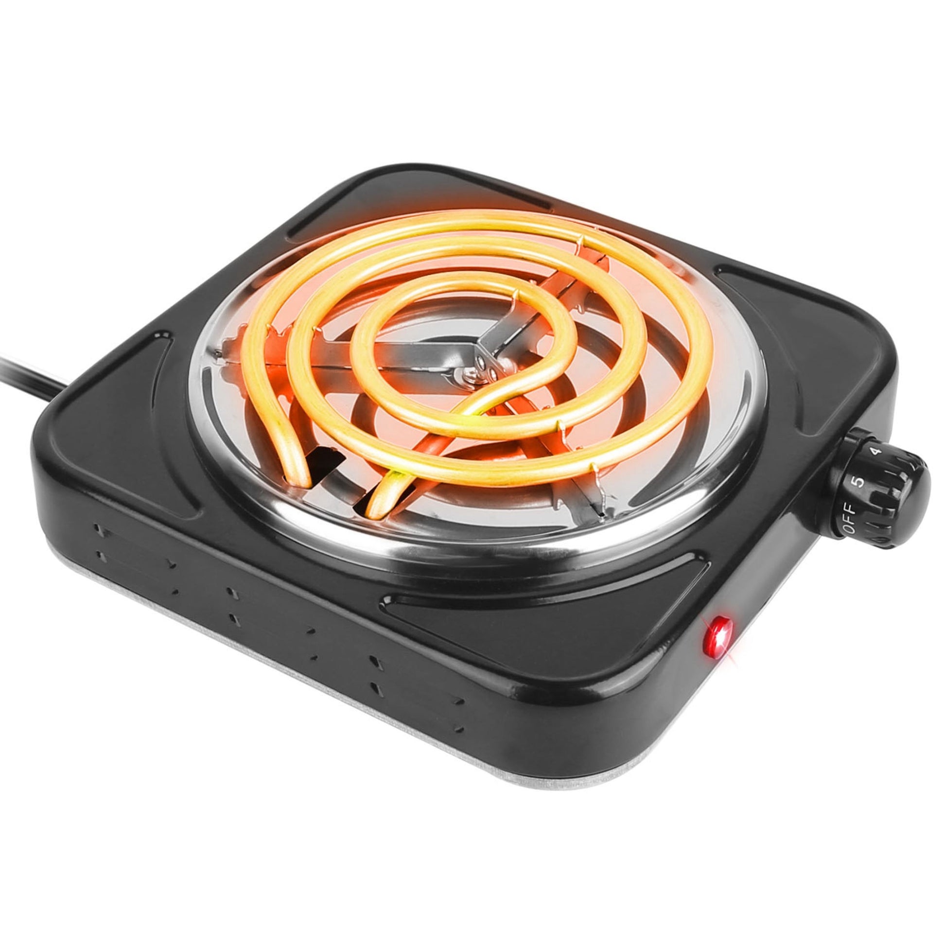 title:Portable 1000W Electric Single Burner Hot Plate Stove - Non Slip Feet, 5 Temp Adjustments;color:Black