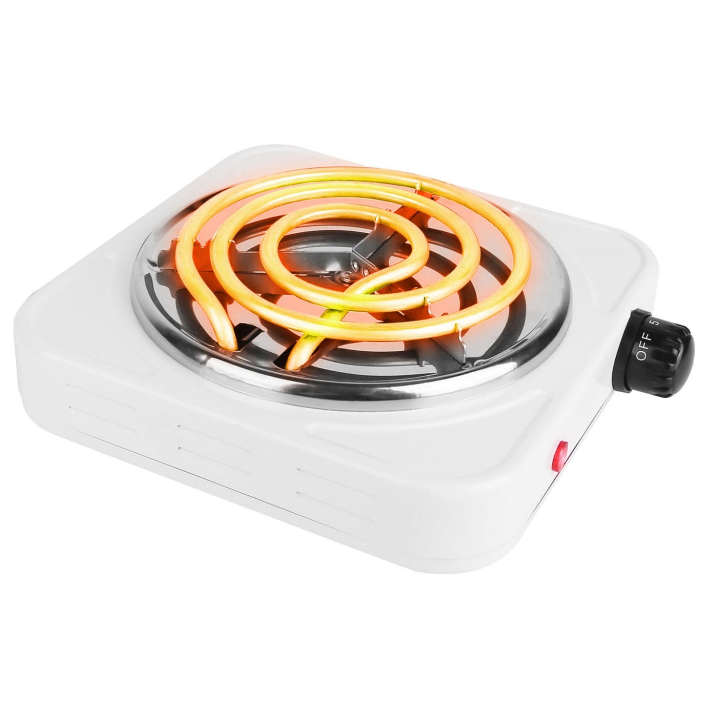 title:Portable 1000W Electric Single Burner Hot Plate Stove - Non Slip Feet, 5 Temp Adjustments;color:White