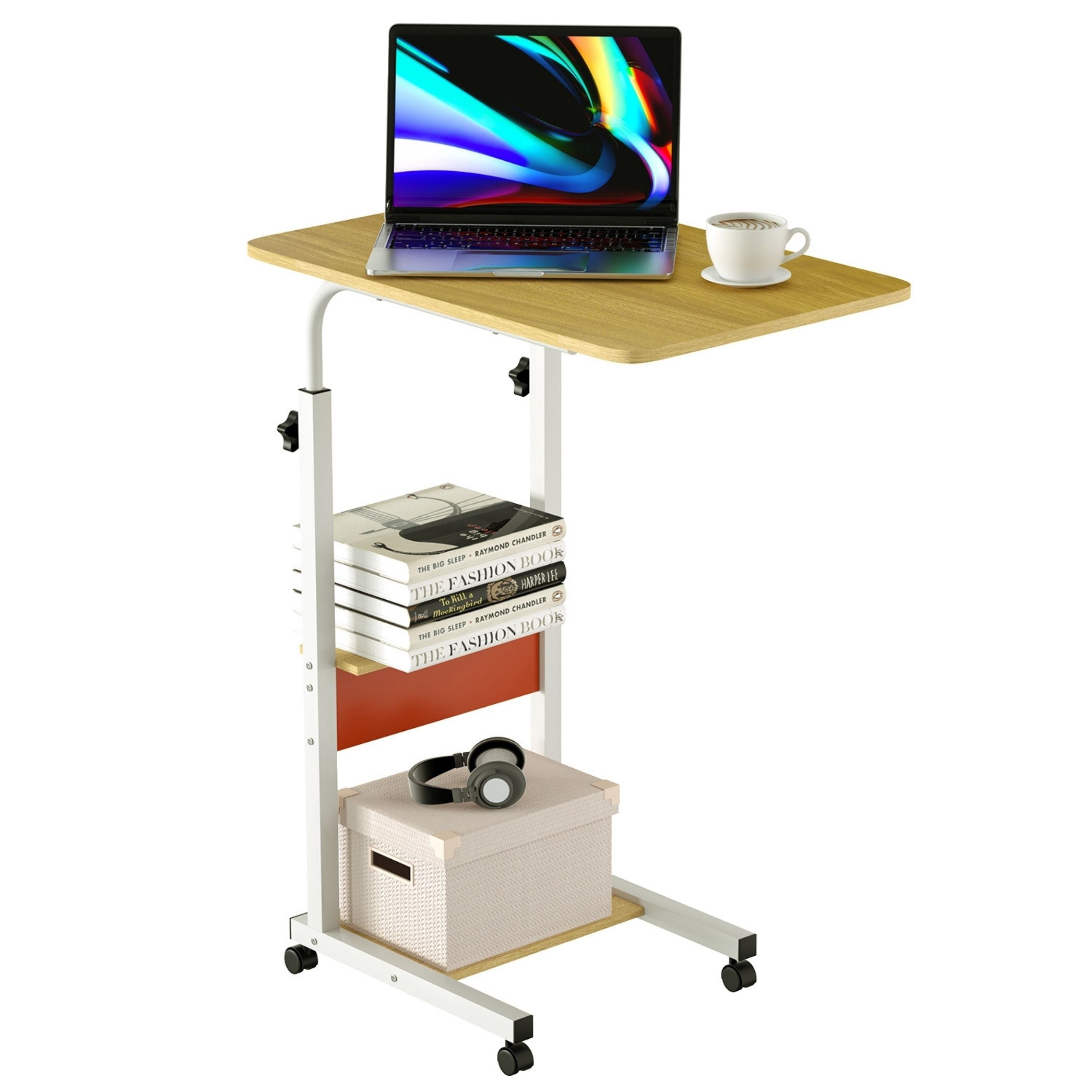 title:3-Tier Laptop Desk Small Side Table - Fits Couch, Bed, Sofa - for Small Spaces - Living Room, Bedroom;color:Beige