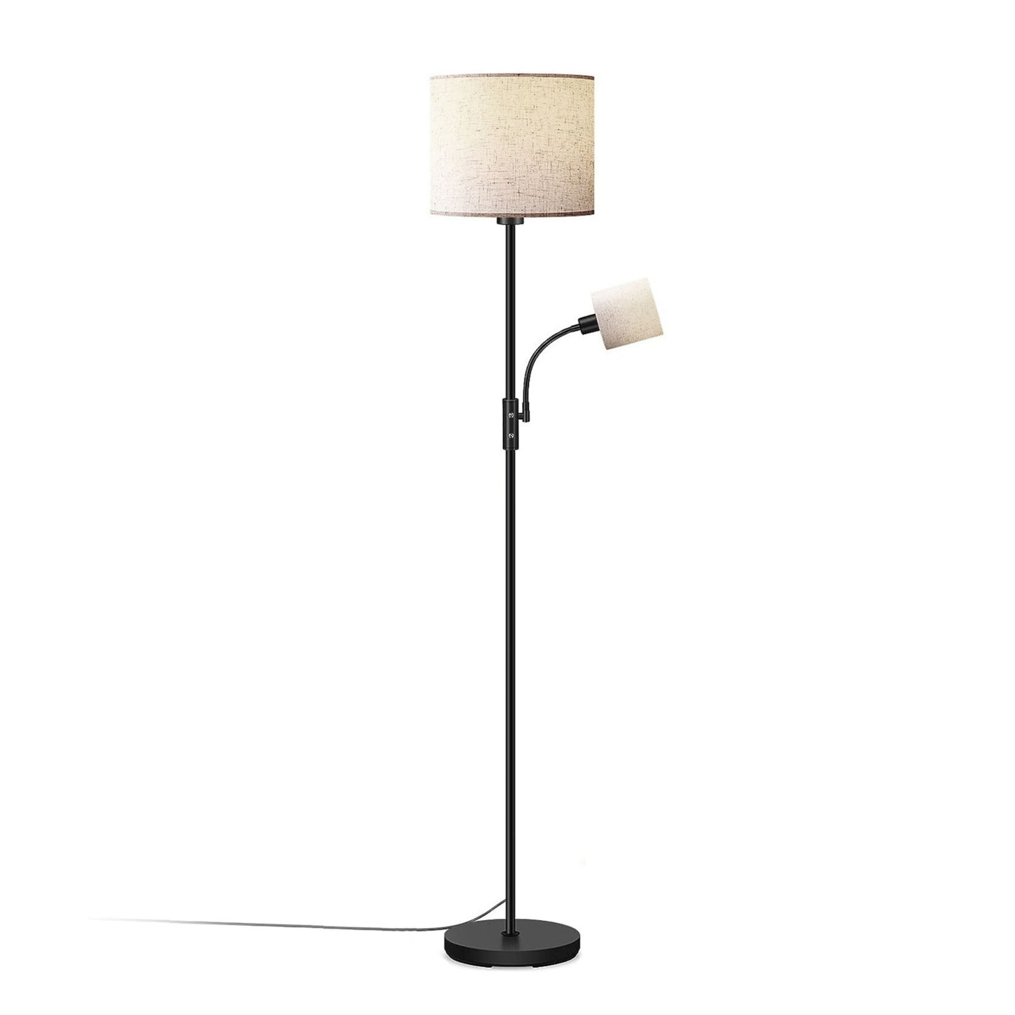 title:67.32In Mother Daughter Floor Lamp, Linen Shade, 3200K Brightness, 360° Adjustable Reading Light, Modern Decoration, Living Room Bed;color:Beige