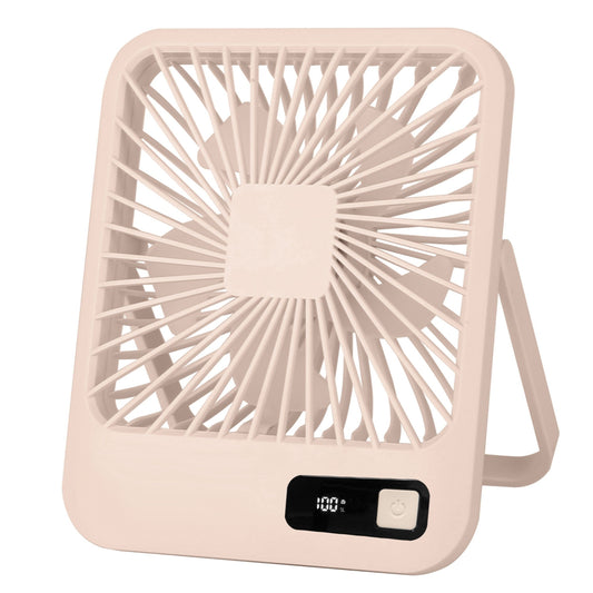 title:Portable Rechargeable Mini Fan: LCD Display, Adjustable Speed, Strong Airflow;color:Beige