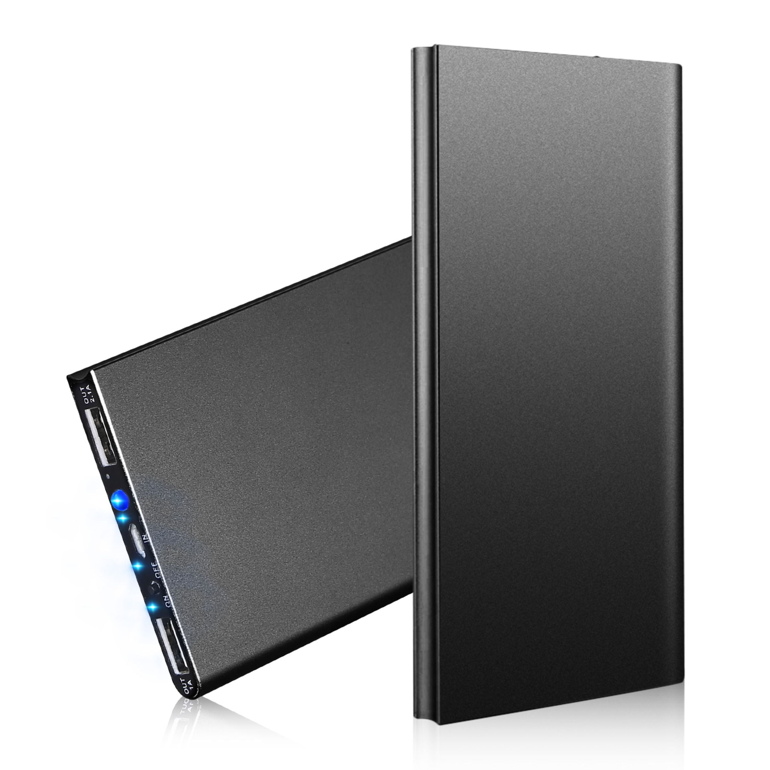 title:20K mAh Ultra-thin Power Bank: Dual USB, Phone Charger;color:Black