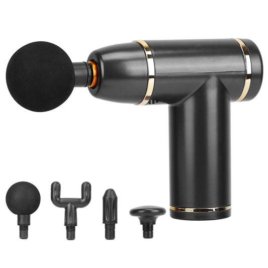 title:Cordless Percussion Massage Gun - USB-C Rechargeable, 4 Heads, 8 Intensities;color:Black