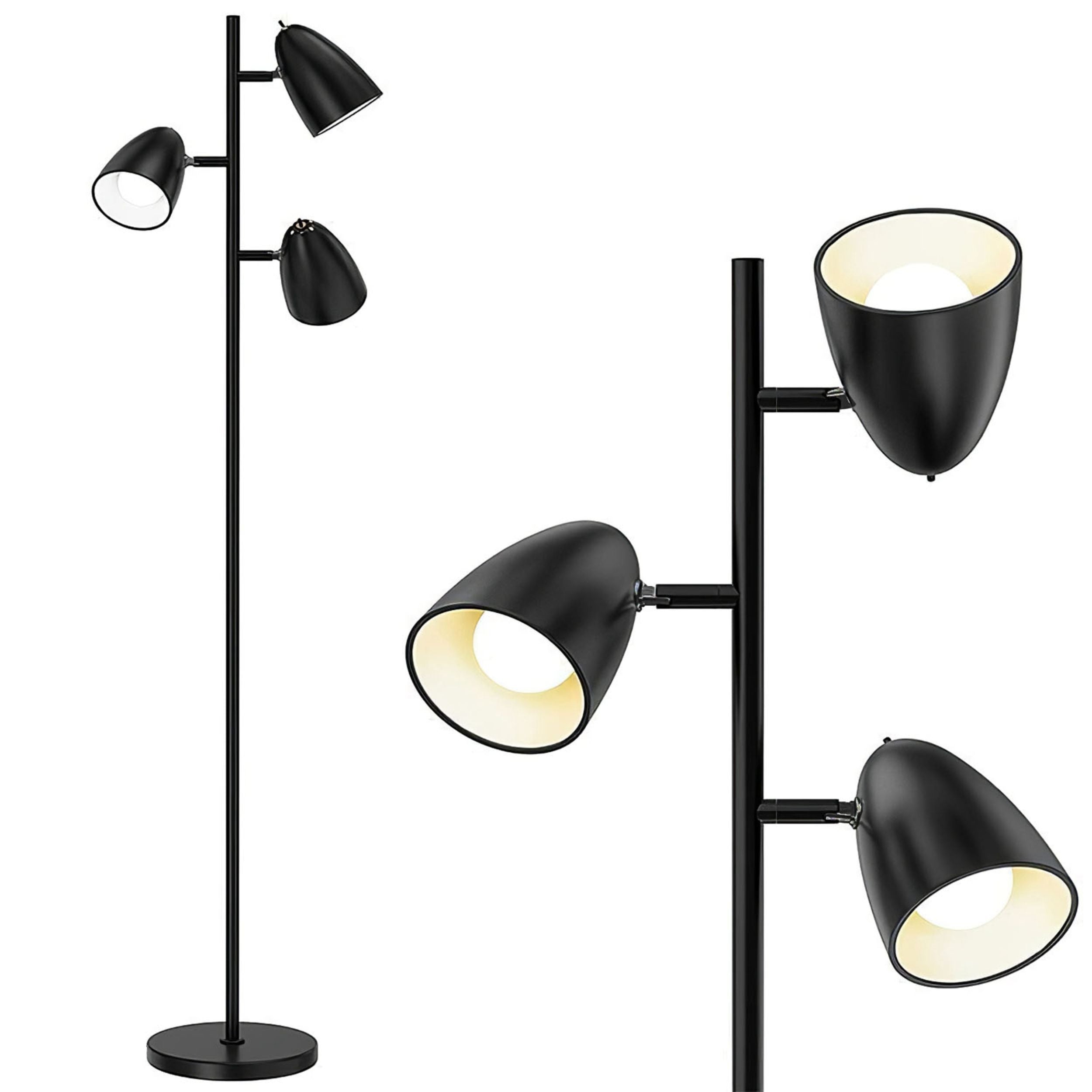 title:Black Tree Floor Lamp- 3 Color Temp Reading LED- 360° Adjustable- Separate Switch- Living Room/Bedroom Light;color:Black