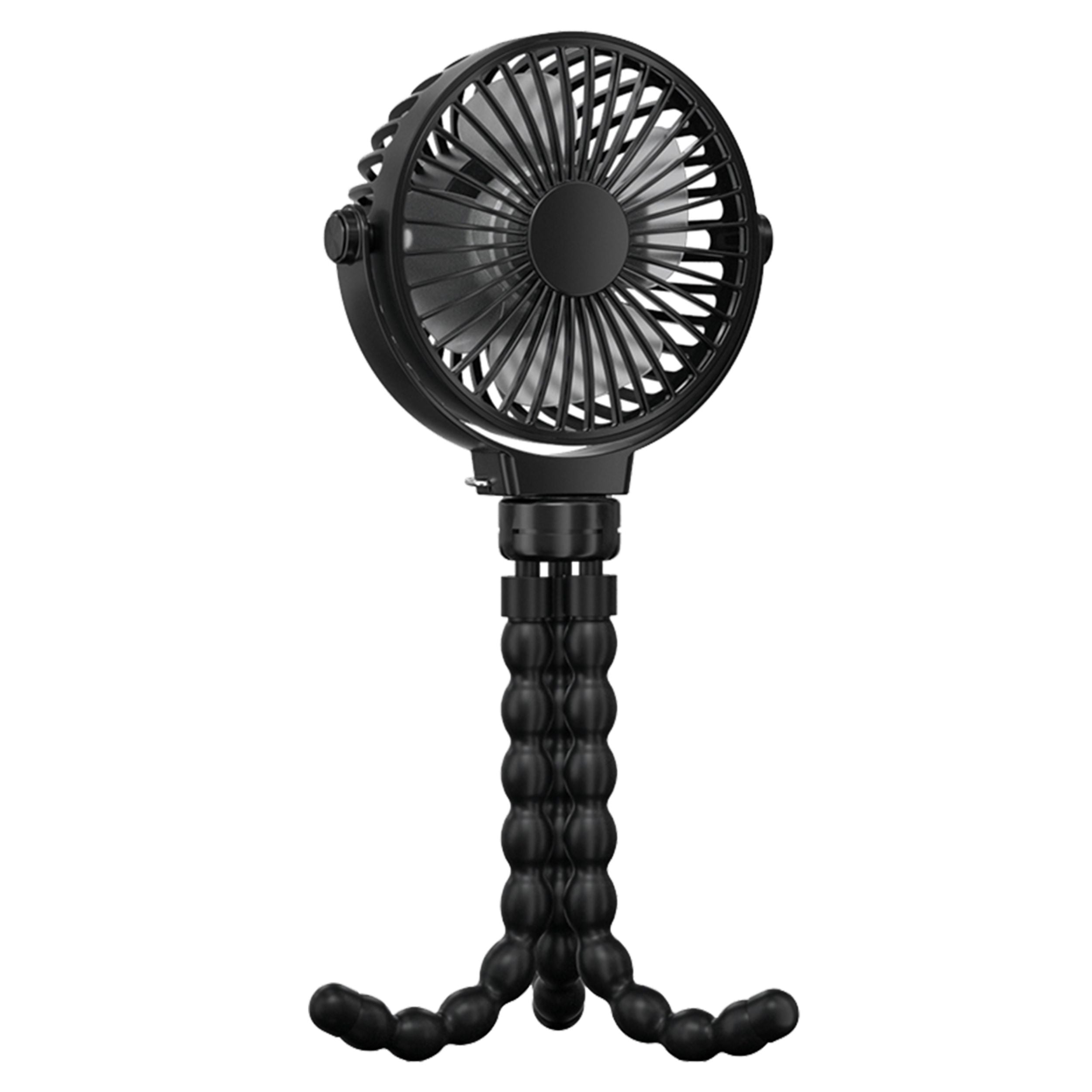 title:Portable Baby Stroller Fan - Rechargeable Handheld Fan with Flexible Tripod - 3 Speeds - 360° Tilt Head;color:Black