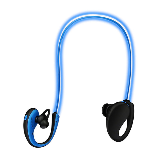 title:Wireless Neckband Earphones V4.1 HD Stereo Sweat-proof Headphones with LED Light Mic - 8Hrs Work, Running - 1 Pack;color:Blue