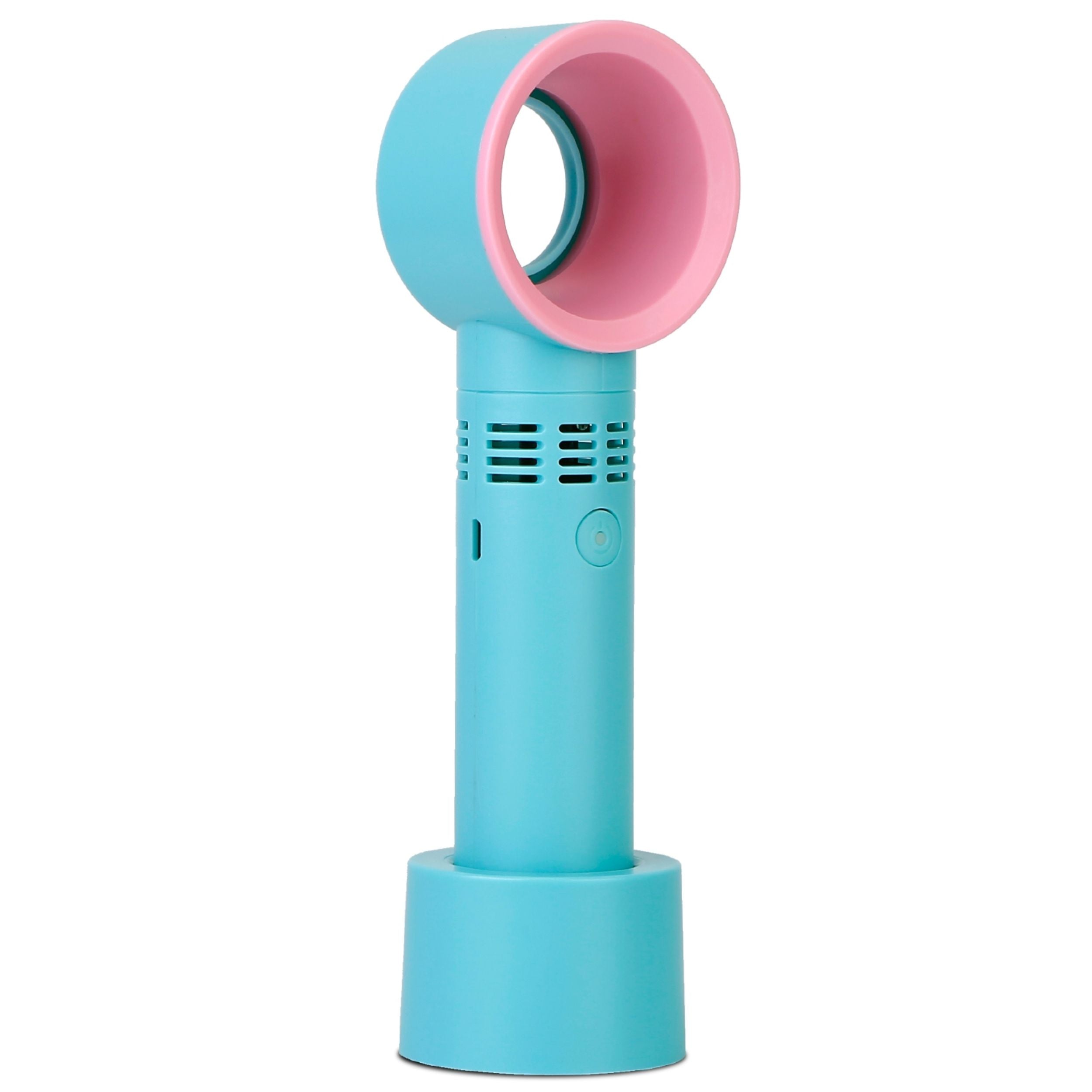 title:Rechargeable Bladeless Fan - Portable Handheld Cooling with 3 Gears & LED Indicator;color:Blue