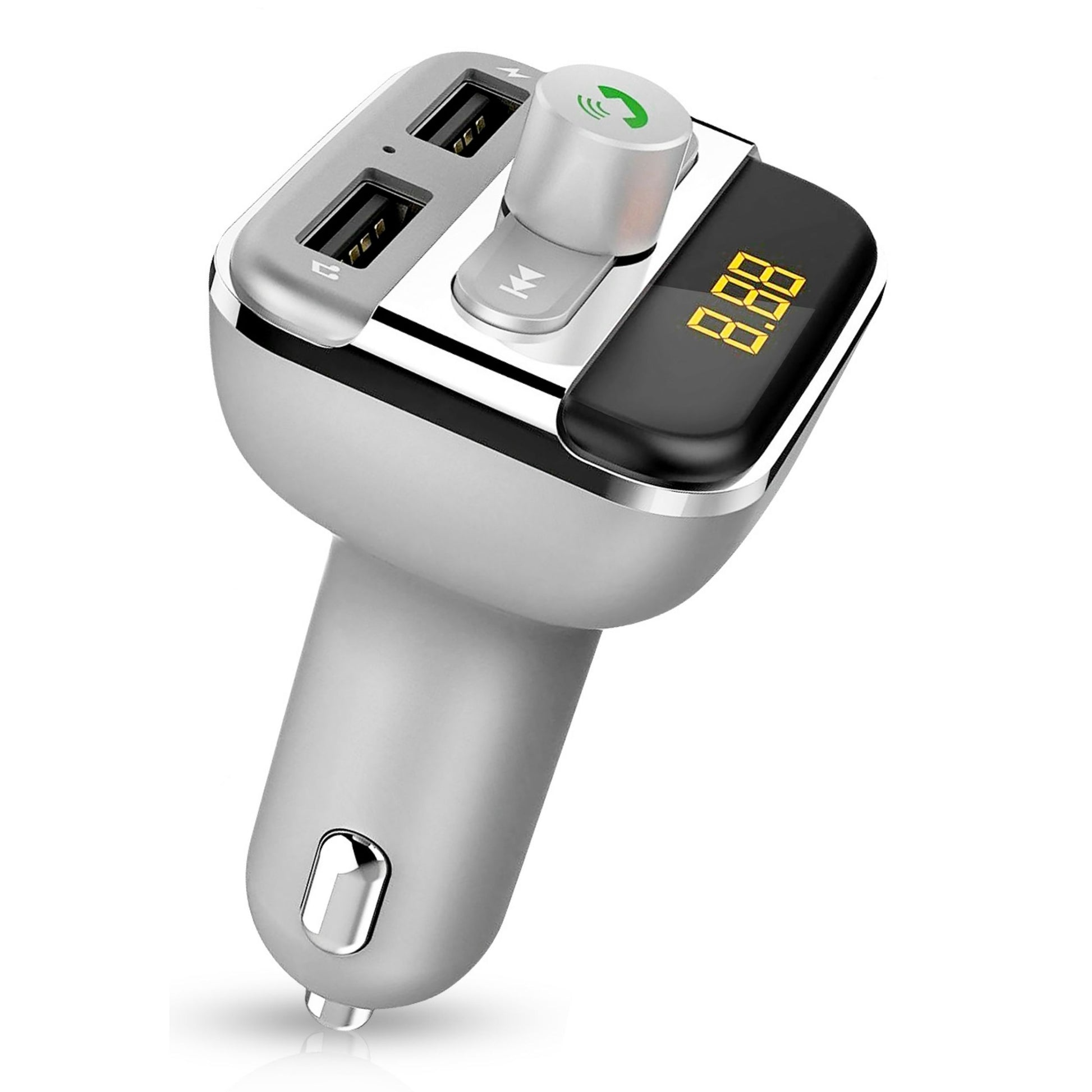 title:Wireless FM Transmitter 3.4A USB Car Charger Hands-free Call MP3 Player TF Card USB Disk Reader;color:Gray