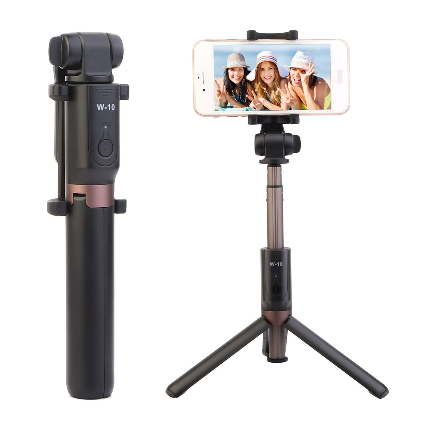 title:Wireless Selfie Stick Tripod w/Remote Shutter for iPhone XS/XR/Max/Galaxy S10/S9 - Extendable, Detachable, Rechargeable.;color:Black