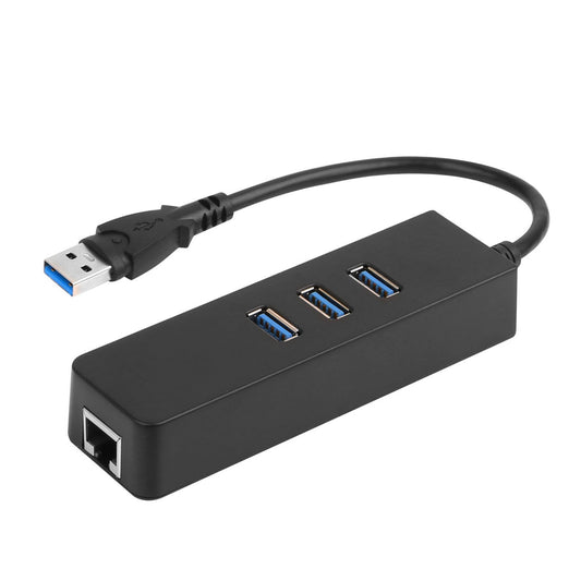 title:3-Port USB 3.0 Hub + Gigabit Ethernet Adapter - 10/100/1000 Mbps LAN Converter - RJ45 Wired USB Network Adapter;color:Black