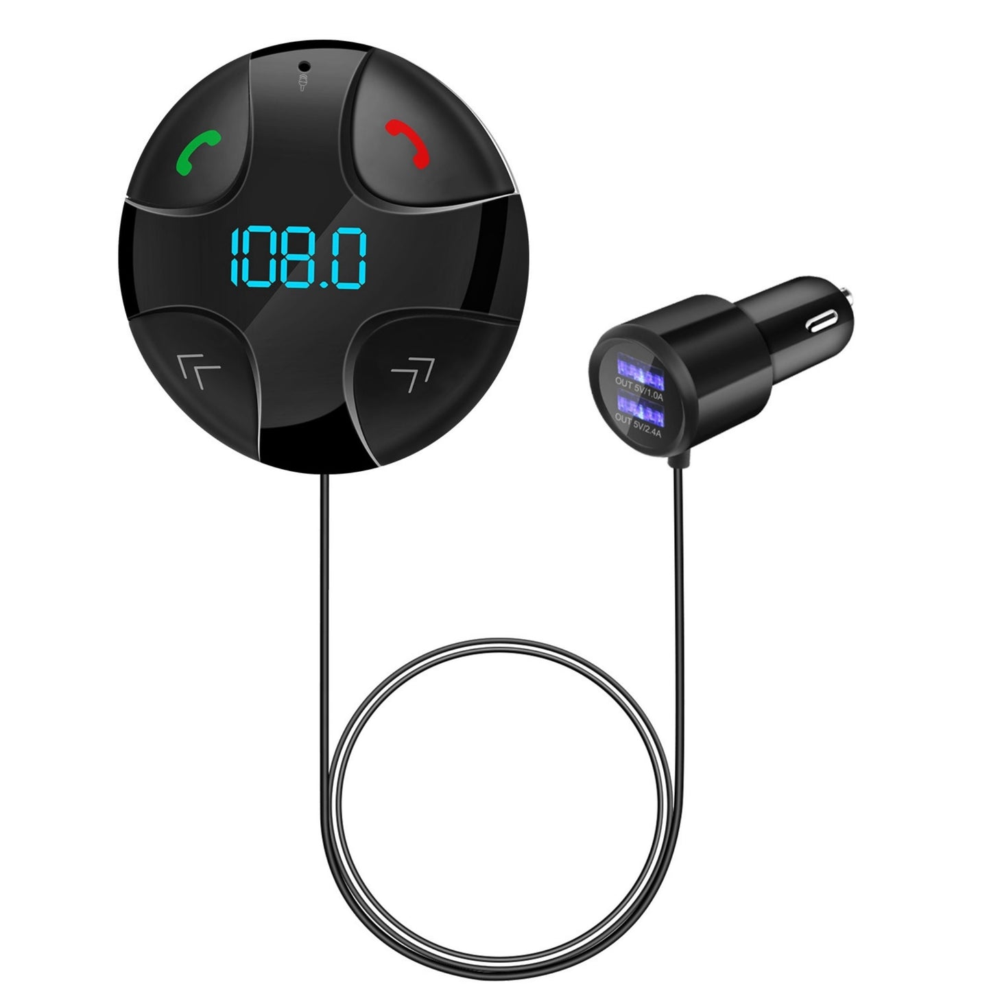 title:Wireless FM Transmitter V4.2 MP3 Player 3.4A Dual USB Charge Hands-free TF Card LED Display for Car Audio System;color:Black