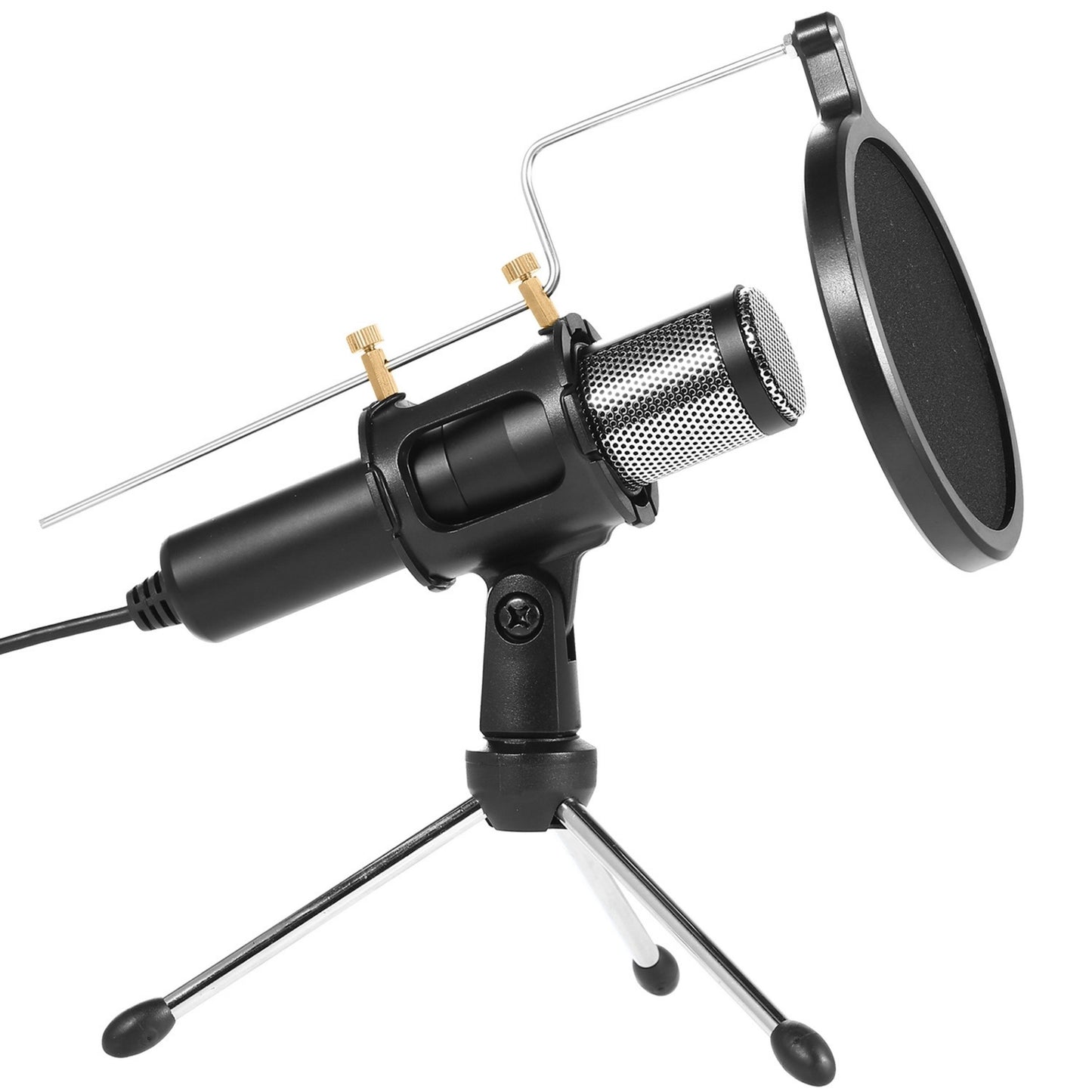 title:Pro Condenser Mic Studio Recording Cardioid Mic w/180° Tripods Pop Filter USB Plug - Podcasting Gaming Chatting;color:Black