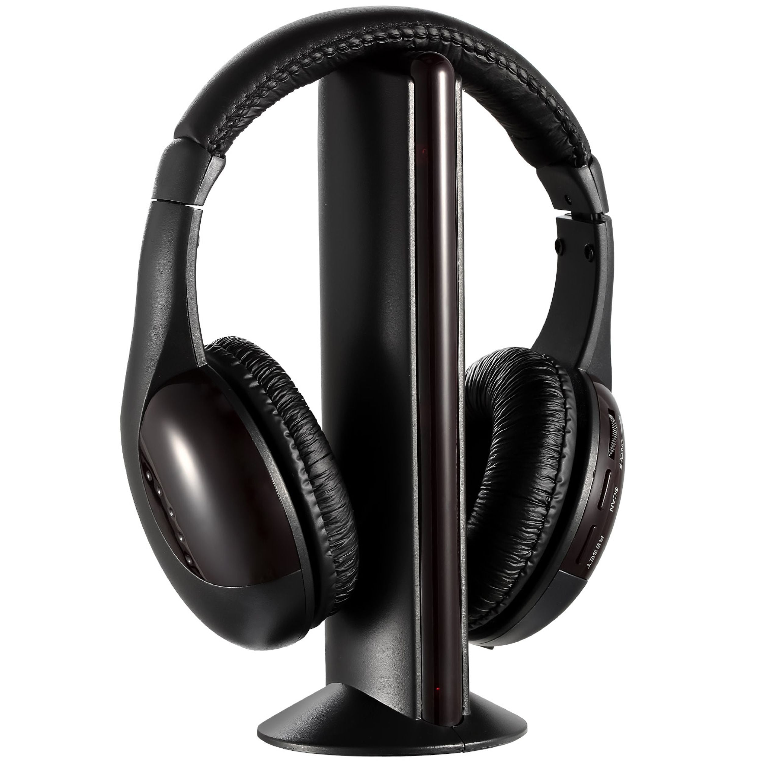 title:Wireless RF Headphones with Mic, Over-Ear Headsets, 98.4ft Range, Y-shaped Cable, for TV Radio CD;color:Black