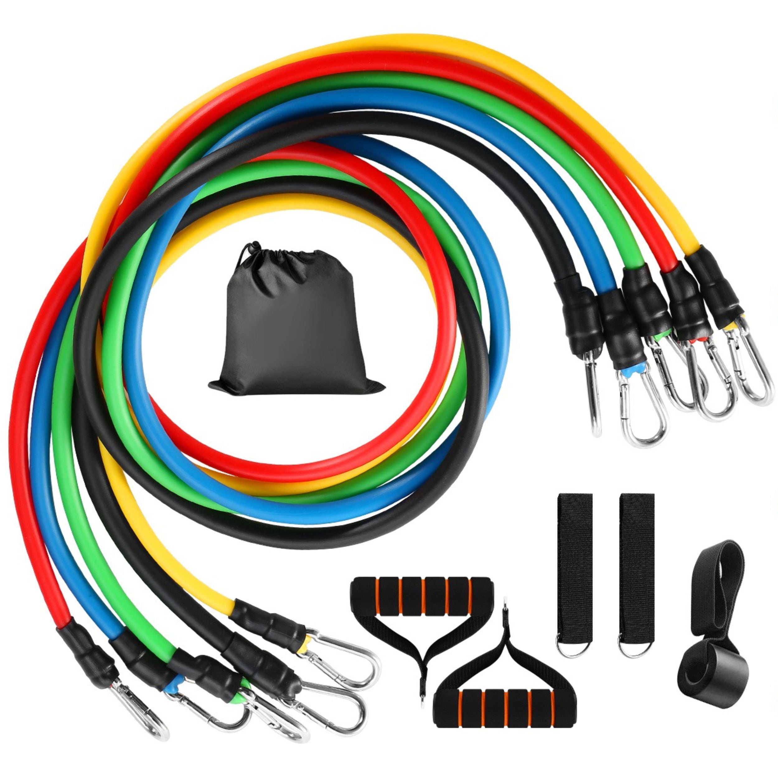 11 Piece Resistance Bands Set Up To 100lbs Fitness Workout Tubes W Ruumur 4537