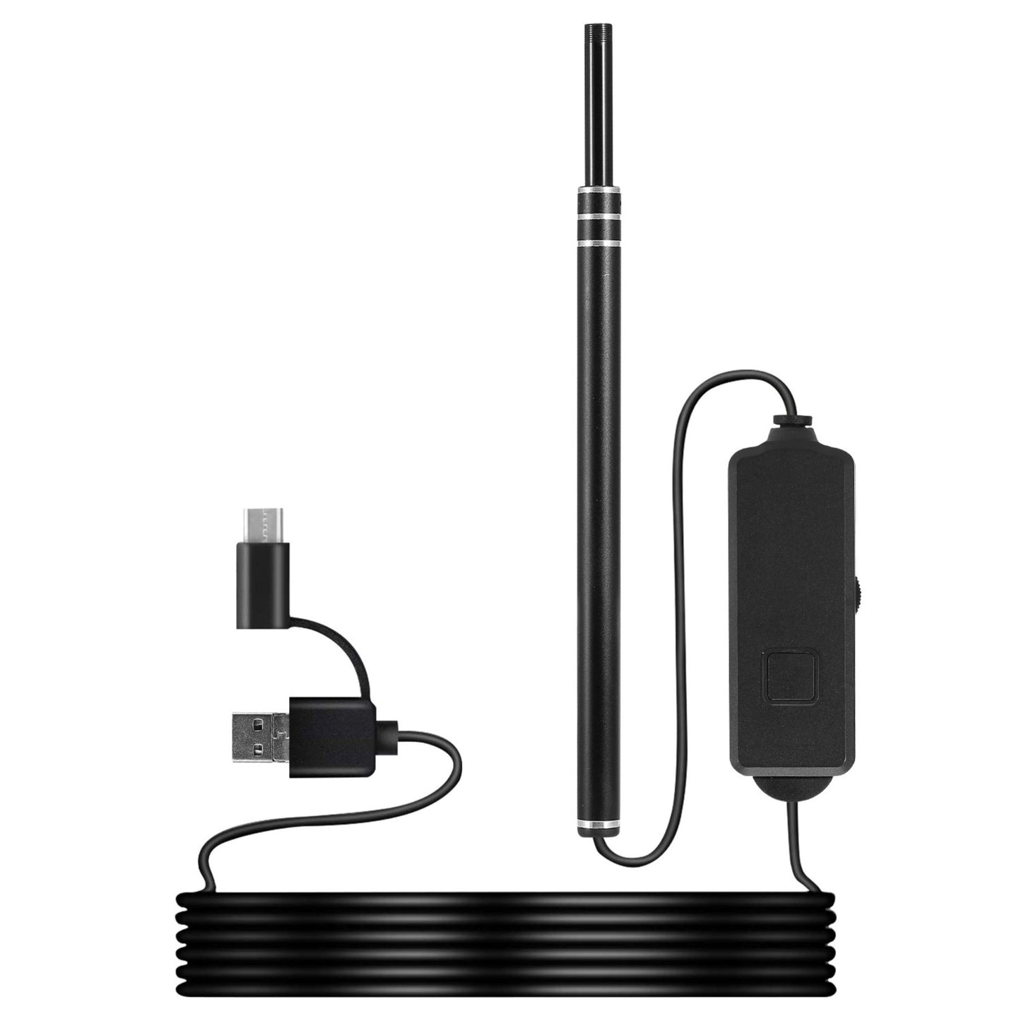 title:Ear Endoscope Otoscope Visual Earpick Camera IP67 Waterproof 3 in 1 Borescope LED Android, Ear Wax Removal Tool;color:Black