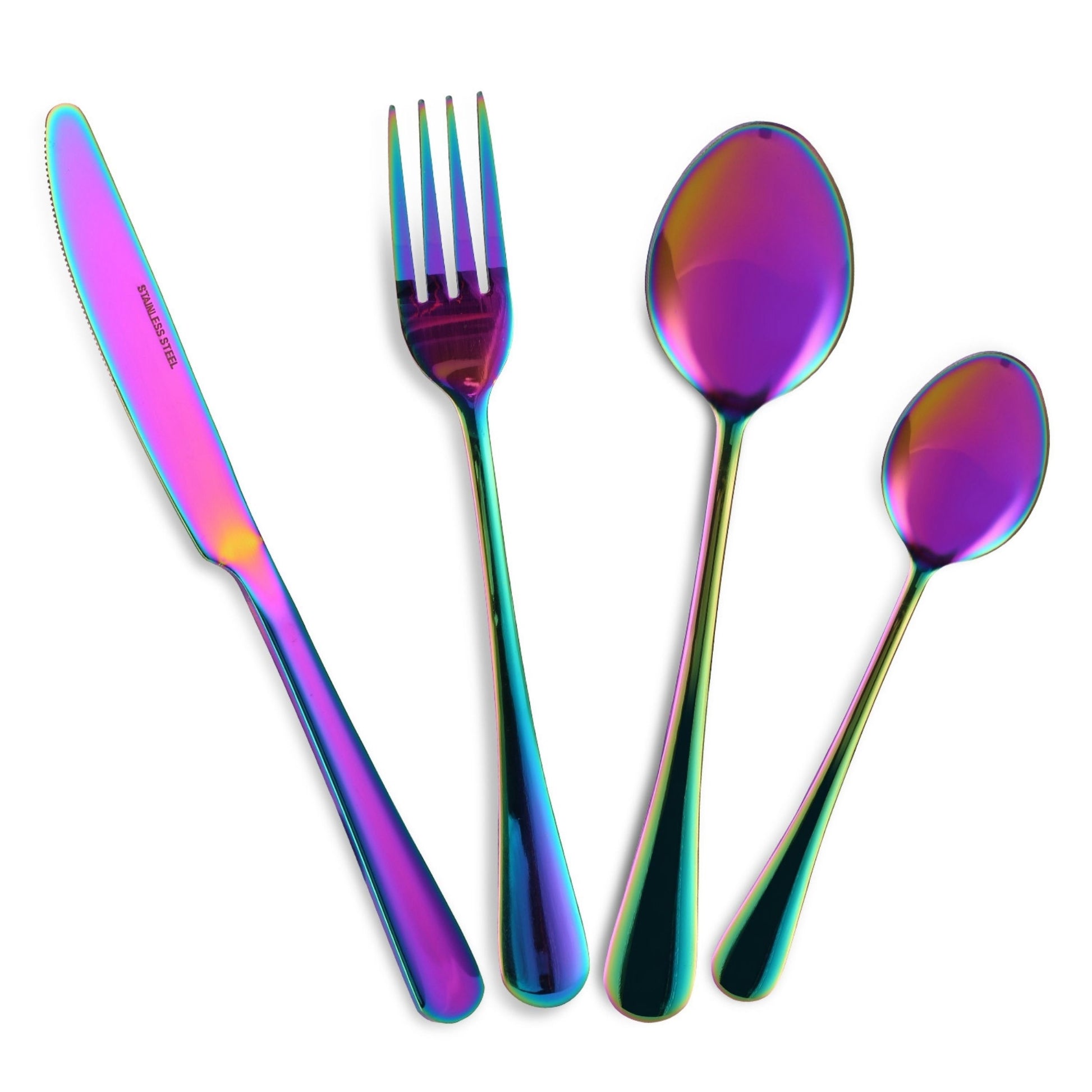 title:4-Piece Stainless Steel Flatware Set with Fork, Knife, and Tea Spoon for Home, Kitchen, Hotel, and Restaurant;color:Multi