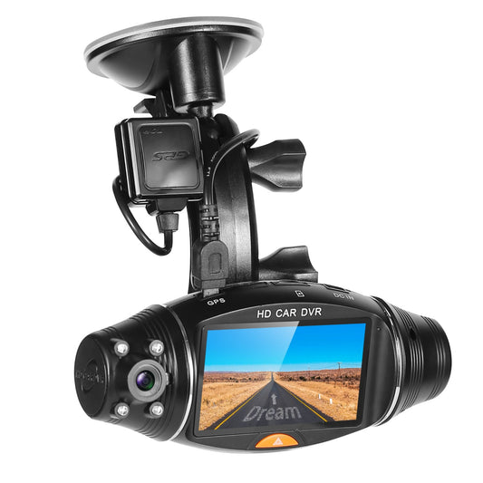 title:FHD 1080P Dual Lens Car DVR with GPS, G-Sensor, Night Vision - Video Recorder;color:Black