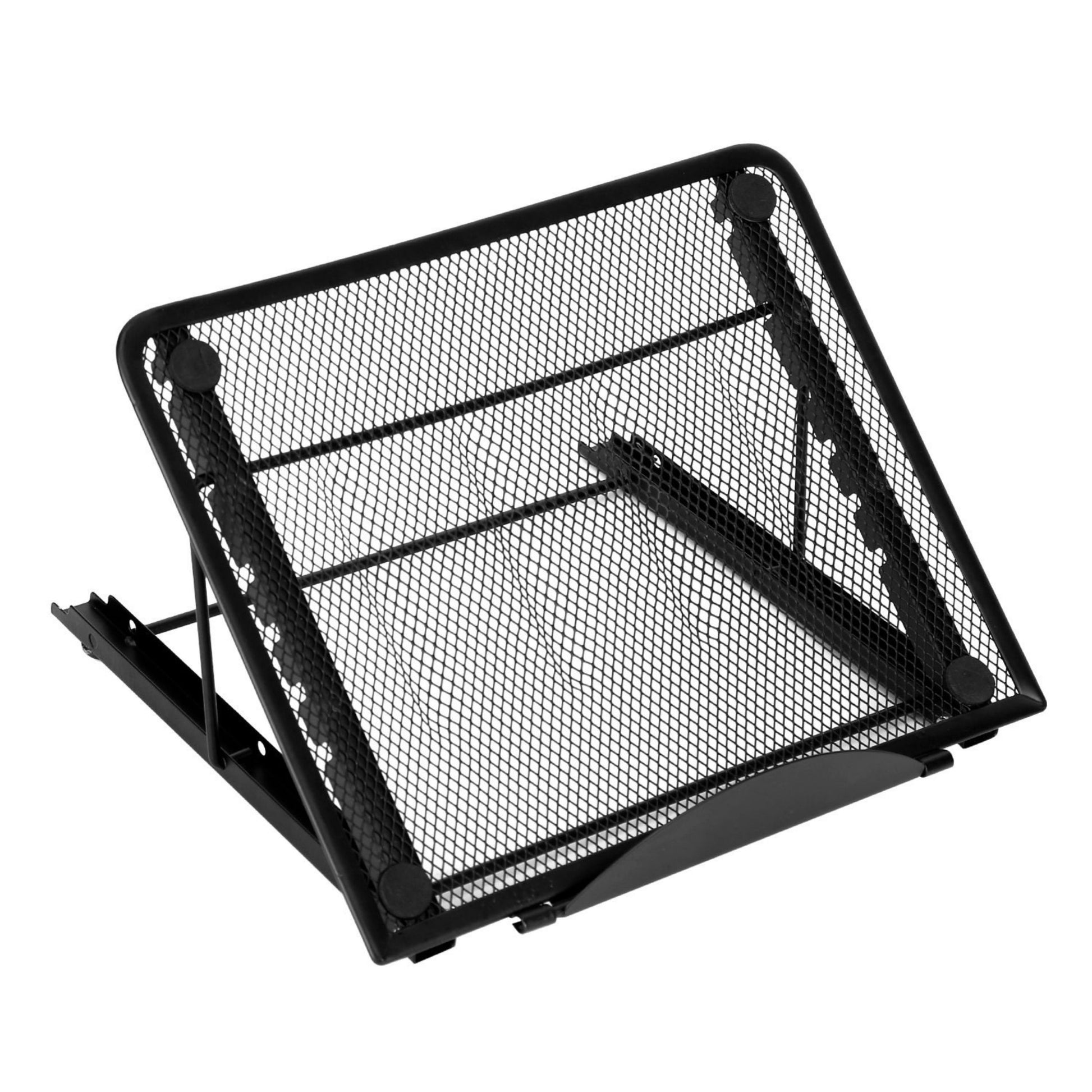 title:Foldable Laptop Stand - Adjustable Angle, Portable & Ventilated - Hold Tablets, PCs, Phones - Riser & Tray;color:Black